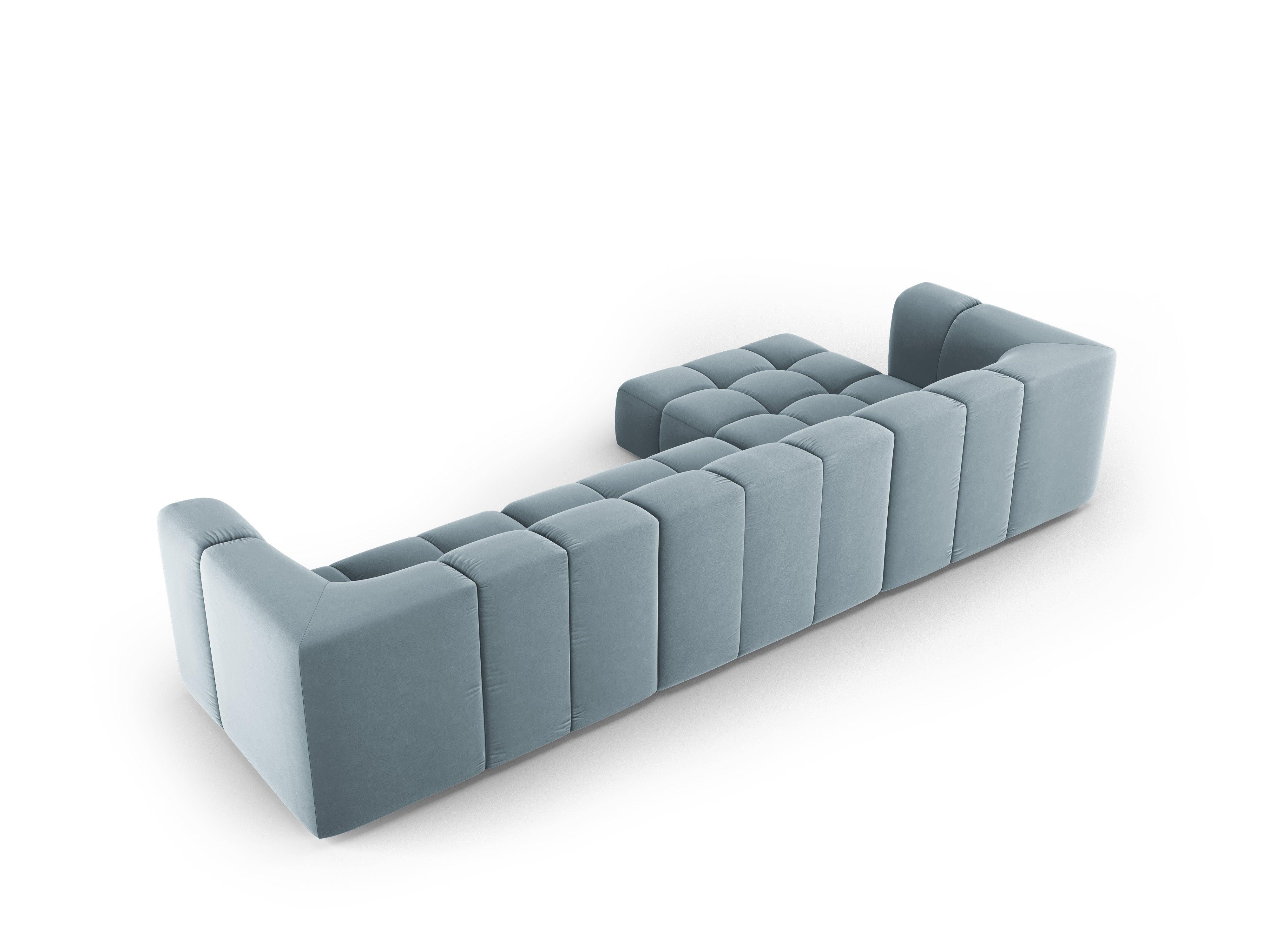 Narożnik aksamitny 5-osobowy lewostronny FRANCESCA jasnoniebieski Milo Casa Eye on Design