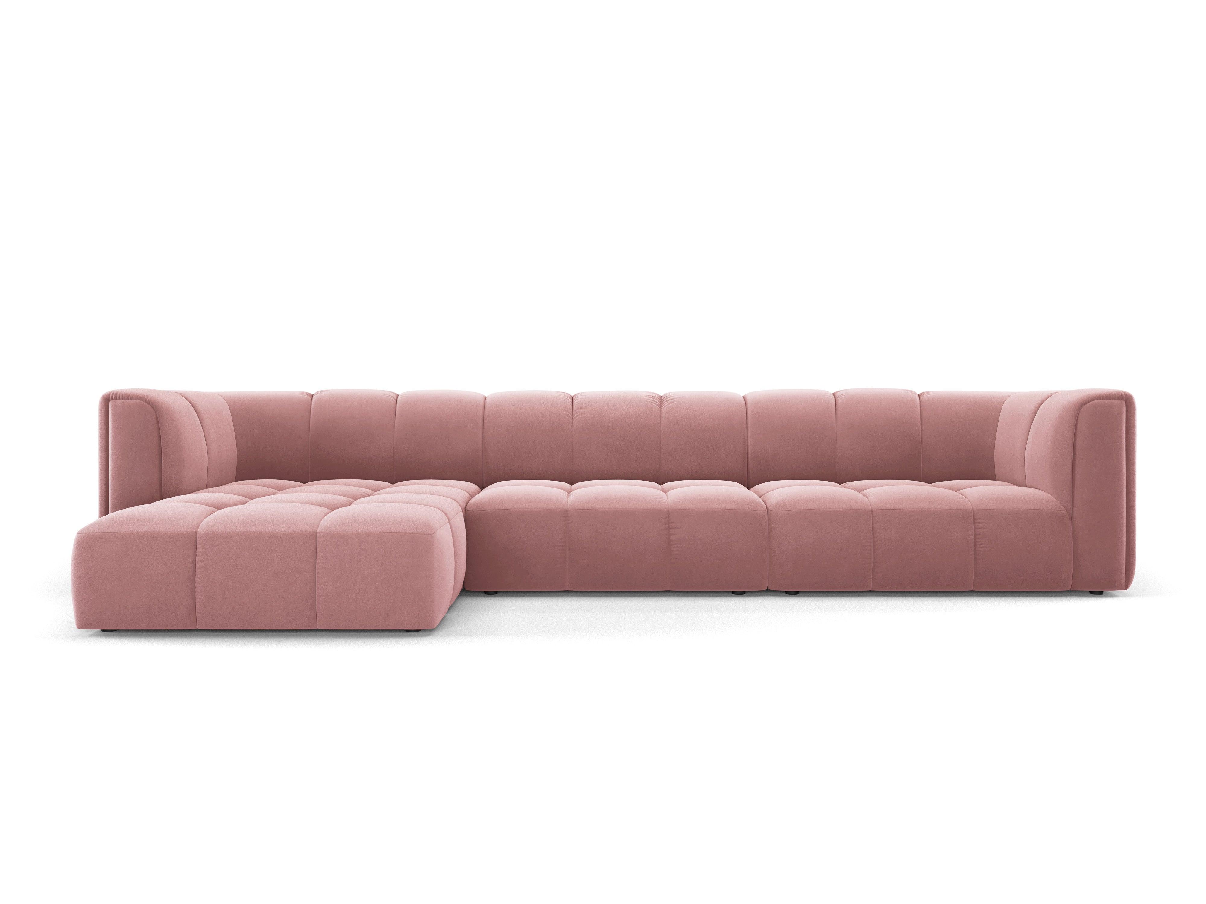 Narożnik aksamitny 5-osobowy lewostronny FRANCESCA różowy Milo Casa Eye on Design