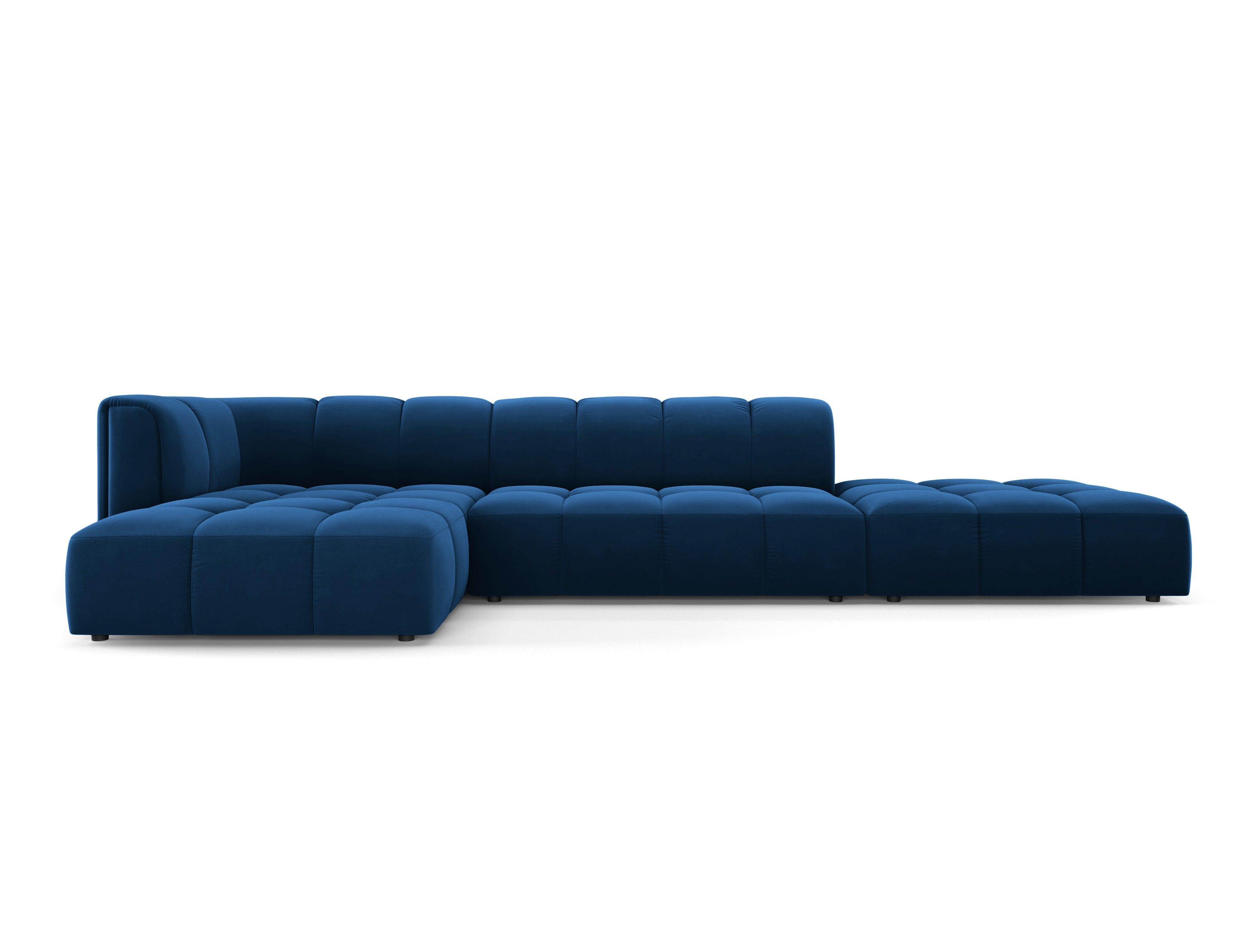 Narożnik aksamitny 5-osobowy lewostronny otwarty FRANCESCA granat królewski Milo Casa Eye on Design
