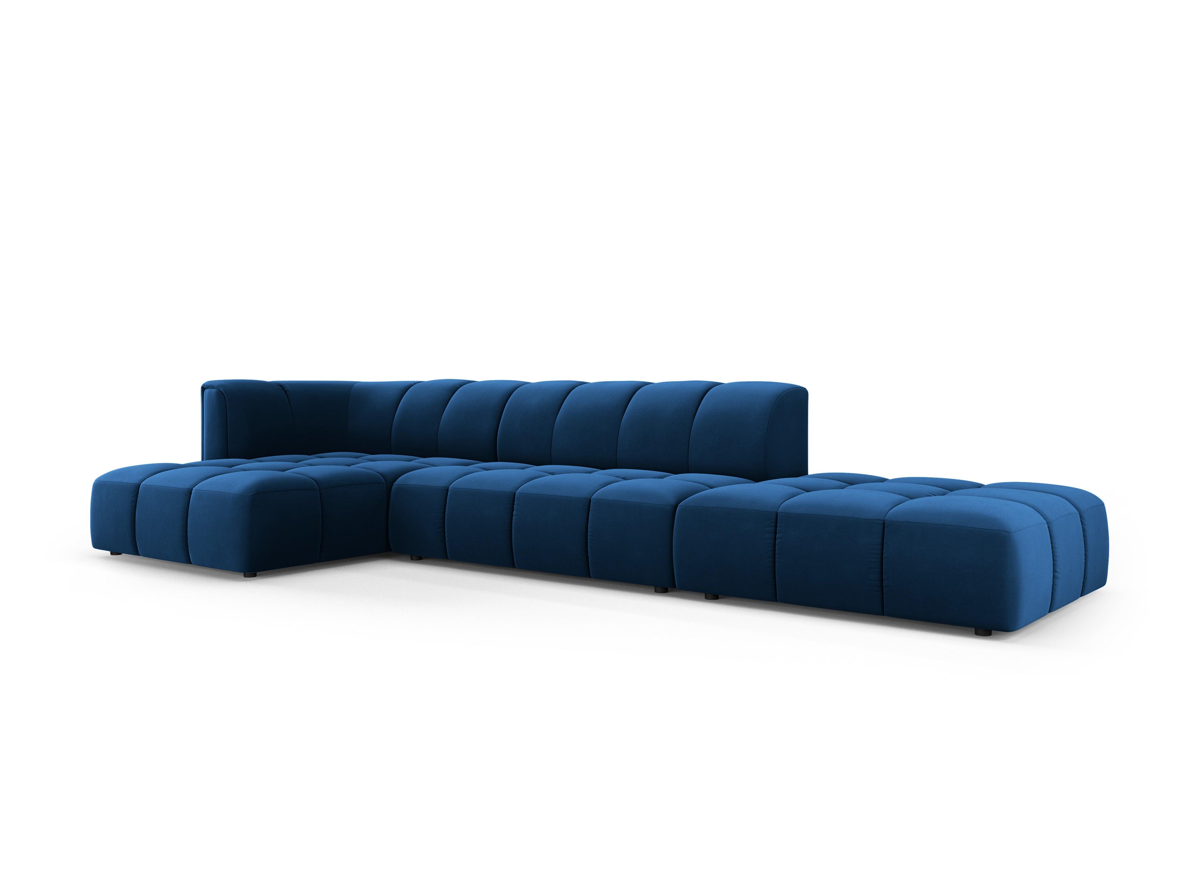 Narożnik aksamitny 5-osobowy lewostronny otwarty FRANCESCA granat królewski Milo Casa Eye on Design