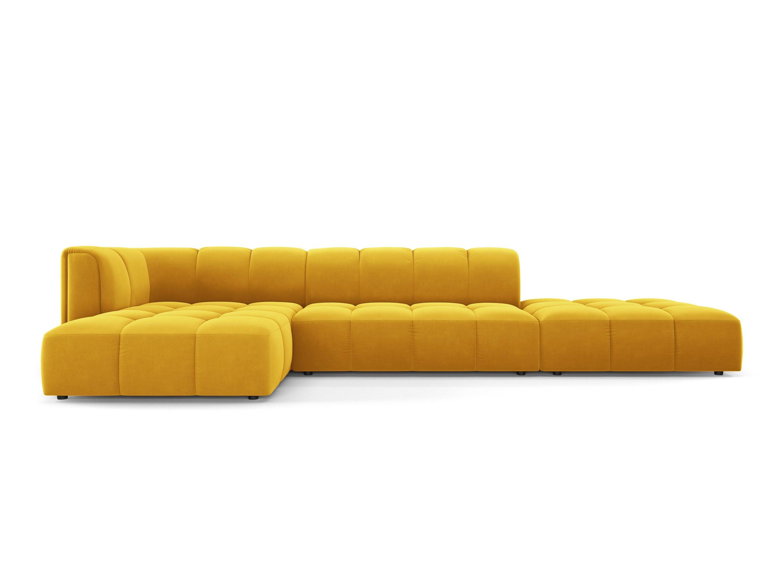 Narożnik aksamitny 5-osobowy lewostronny otwarty FRANCESCA żółty Milo Casa Eye on Design