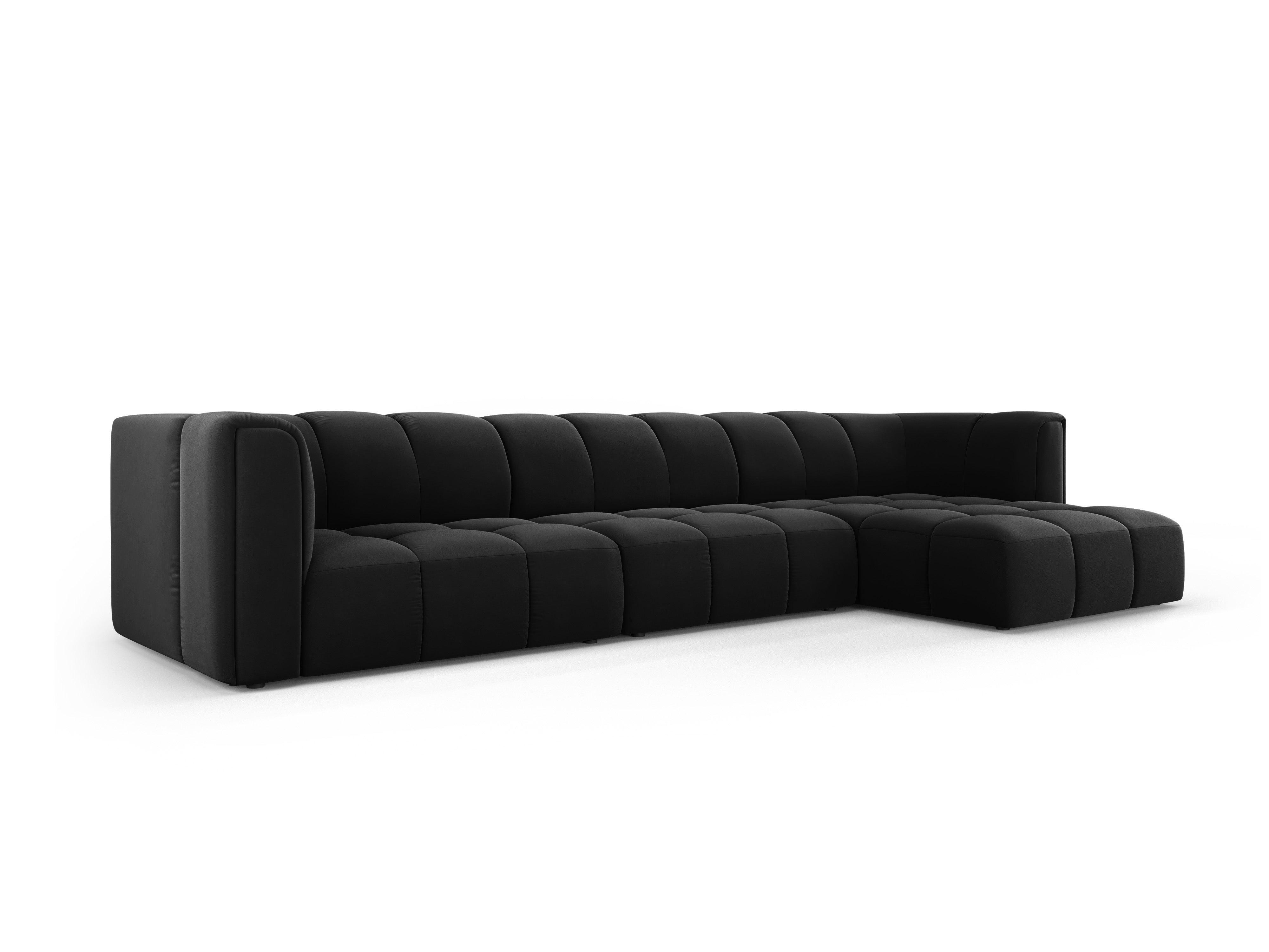 Narożnik aksamitny 5-osobowy prawostronny FRANCESCA czarny Milo Casa Eye on Design