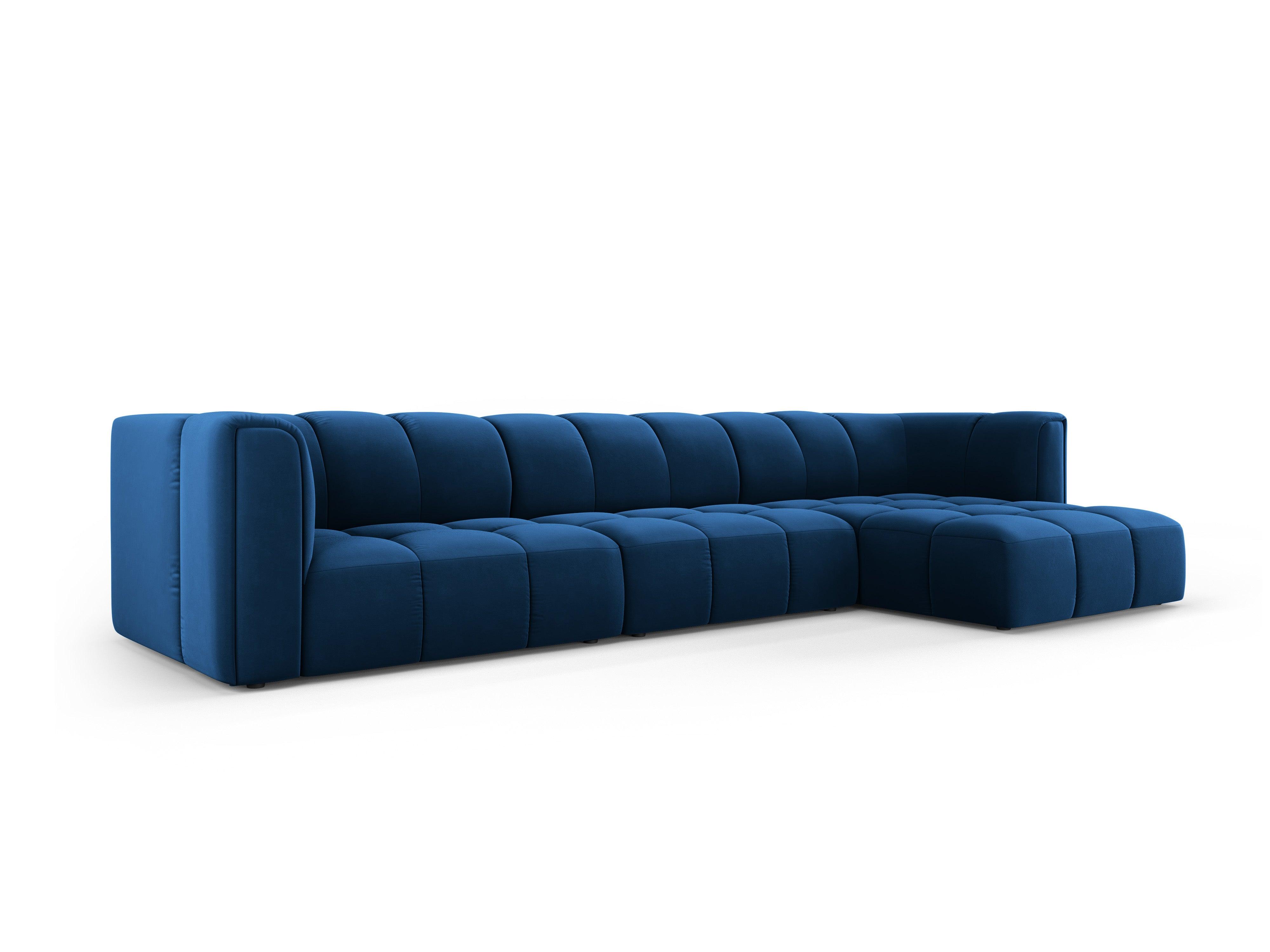 Narożnik aksamitny 5-osobowy prawostronny FRANCESCA granat królewski Milo Casa Eye on Design