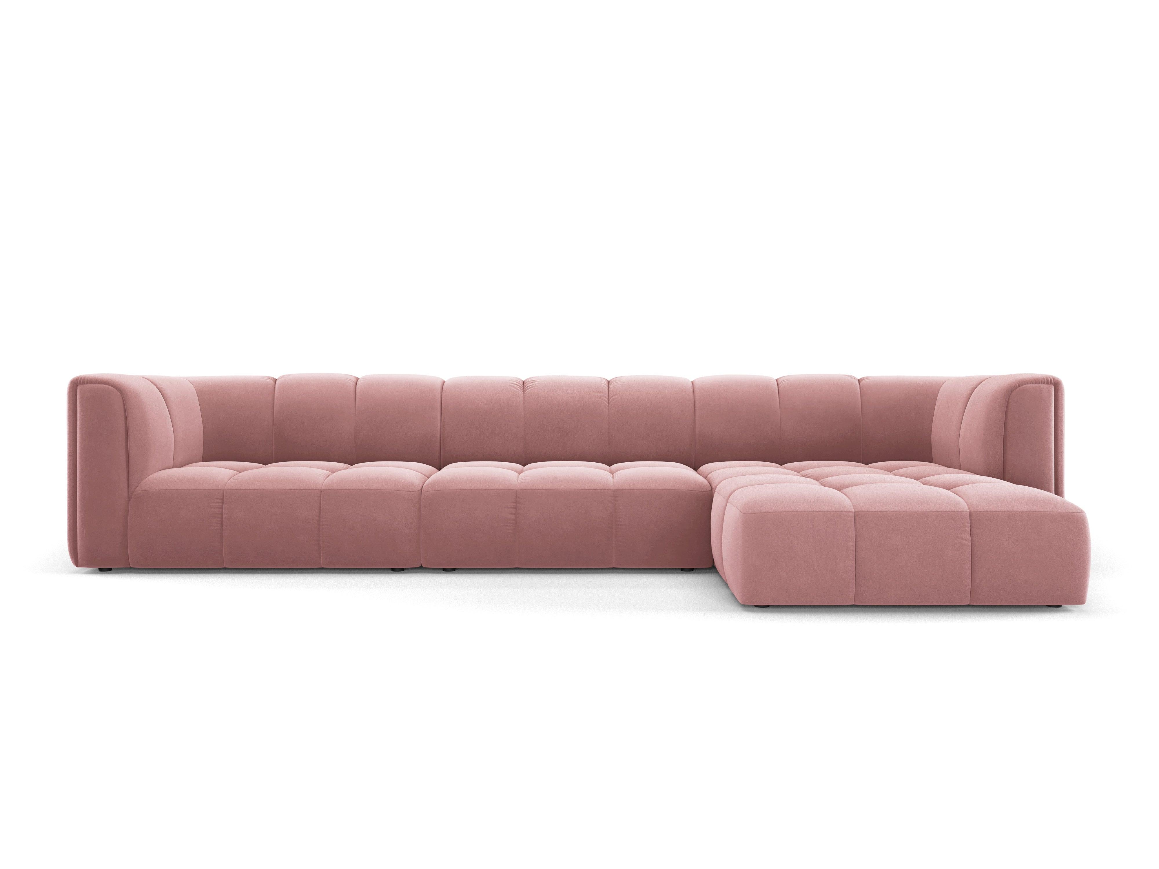 Narożnik aksamitny 5-osobowy prawostronny FRANCESCA różowy Milo Casa Eye on Design