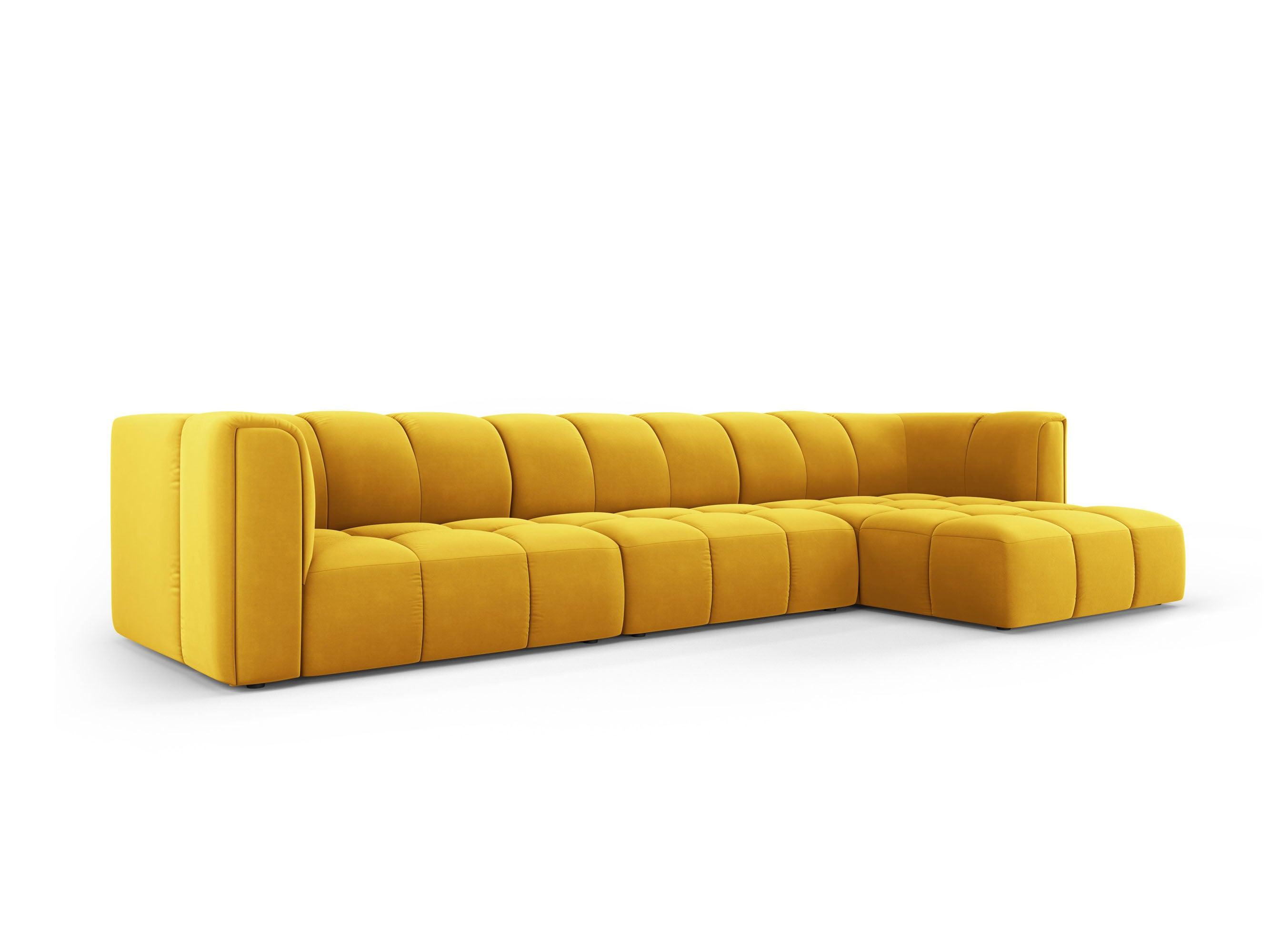 Narożnik aksamitny 5-osobowy prawostronny FRANCESCA żółty Milo Casa Eye on Design