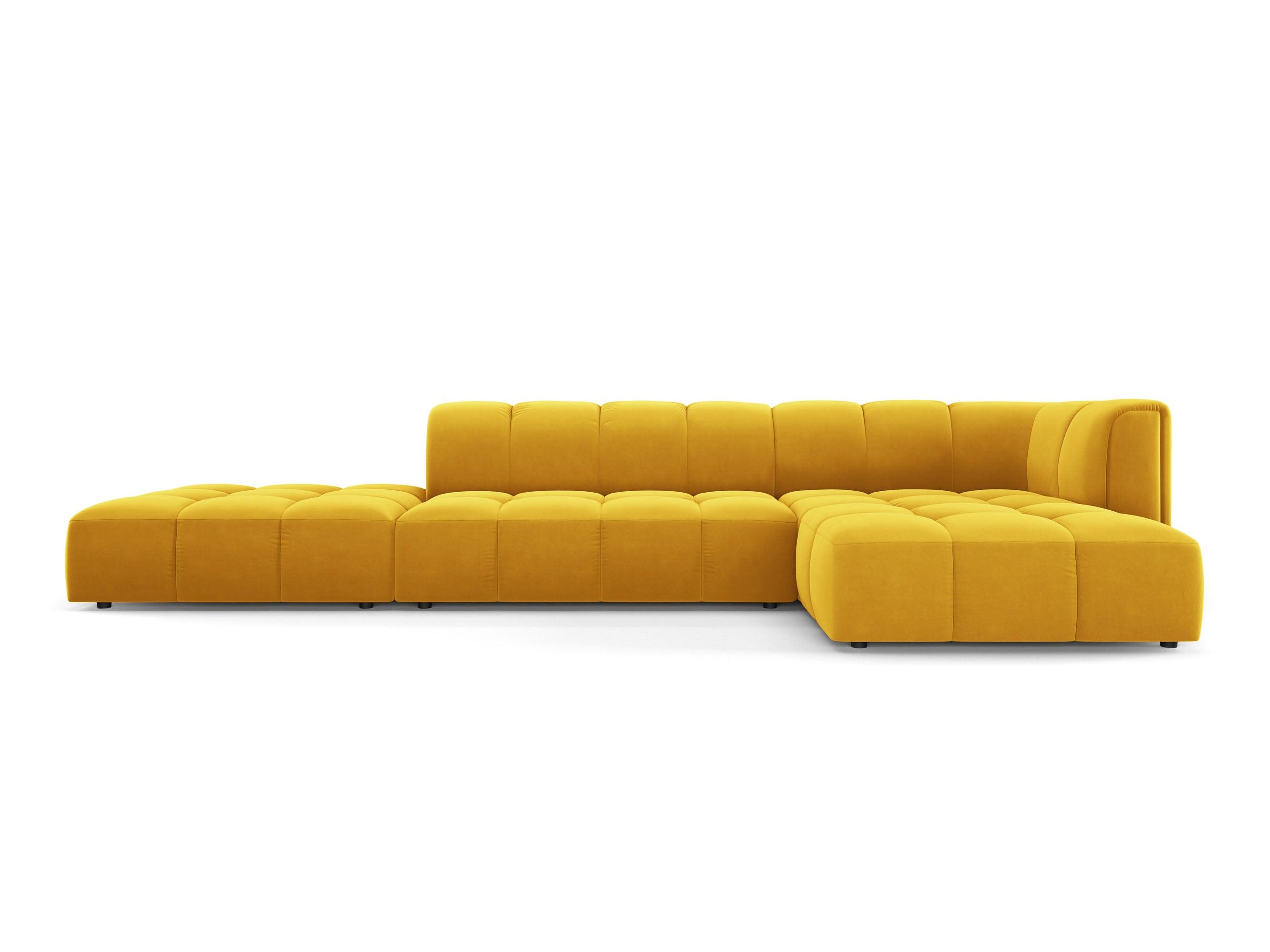 Narożnik aksamitny 5-osobowy prawostronny otwarty FRANCESCA żółty Milo Casa Eye on Design