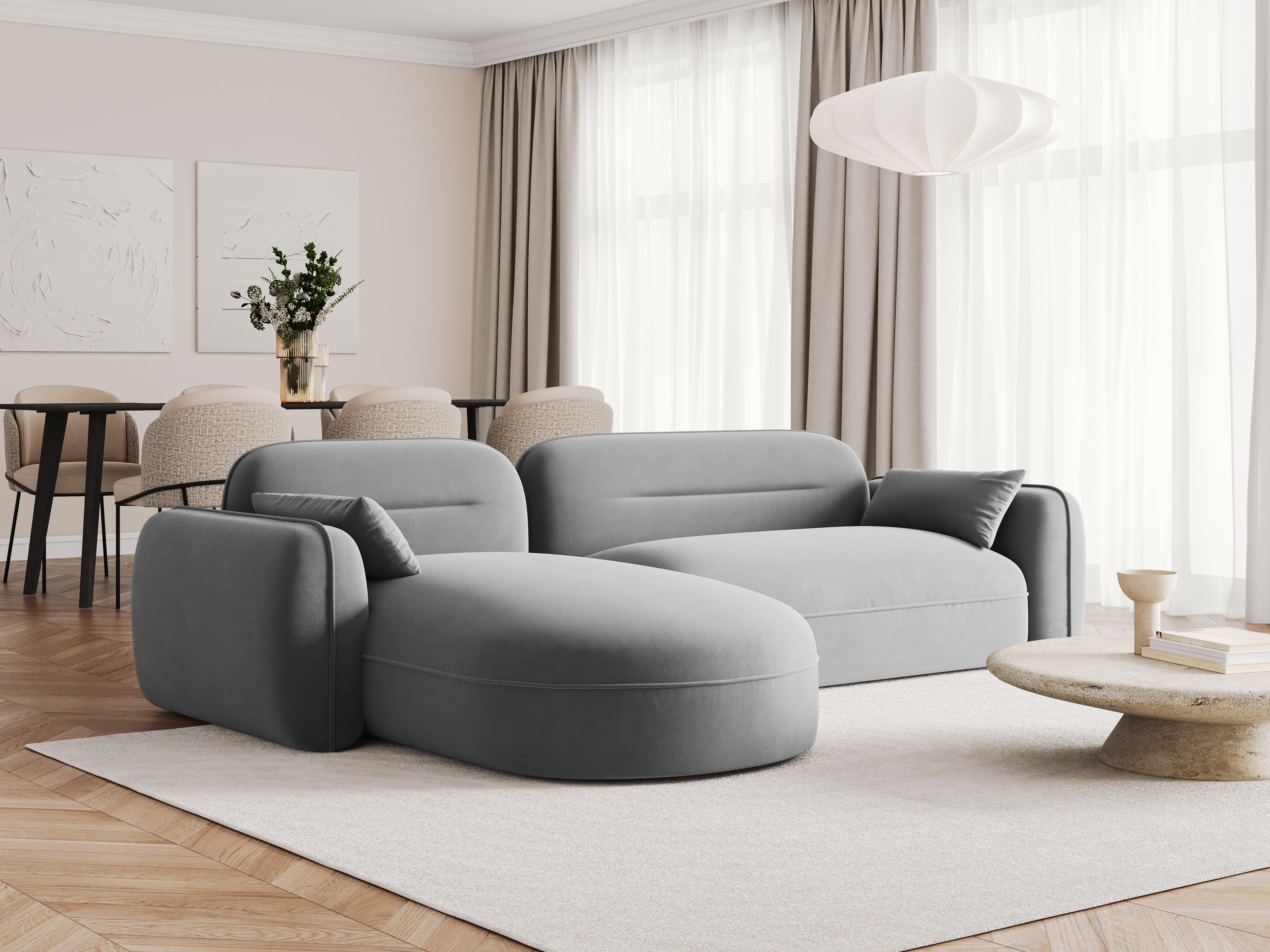 Narożnik modułowy aksamitny lewostronny 3,5-osobowy SYDNEY jasnoszary Cosmopolitan Design Eye on Design
