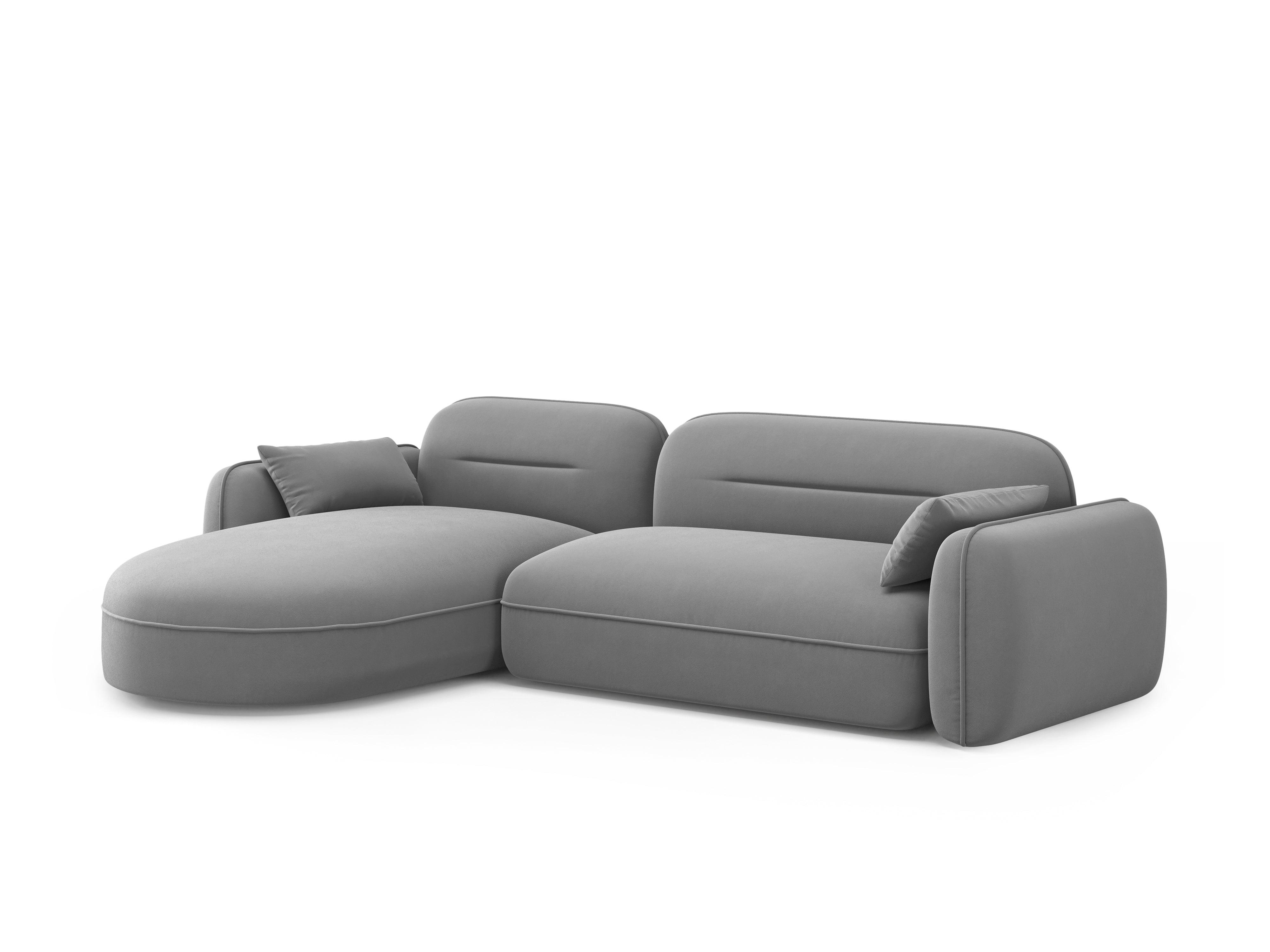 Narożnik modułowy aksamitny lewostronny 3,5-osobowy SYDNEY jasnoszary Cosmopolitan Design Eye on Design