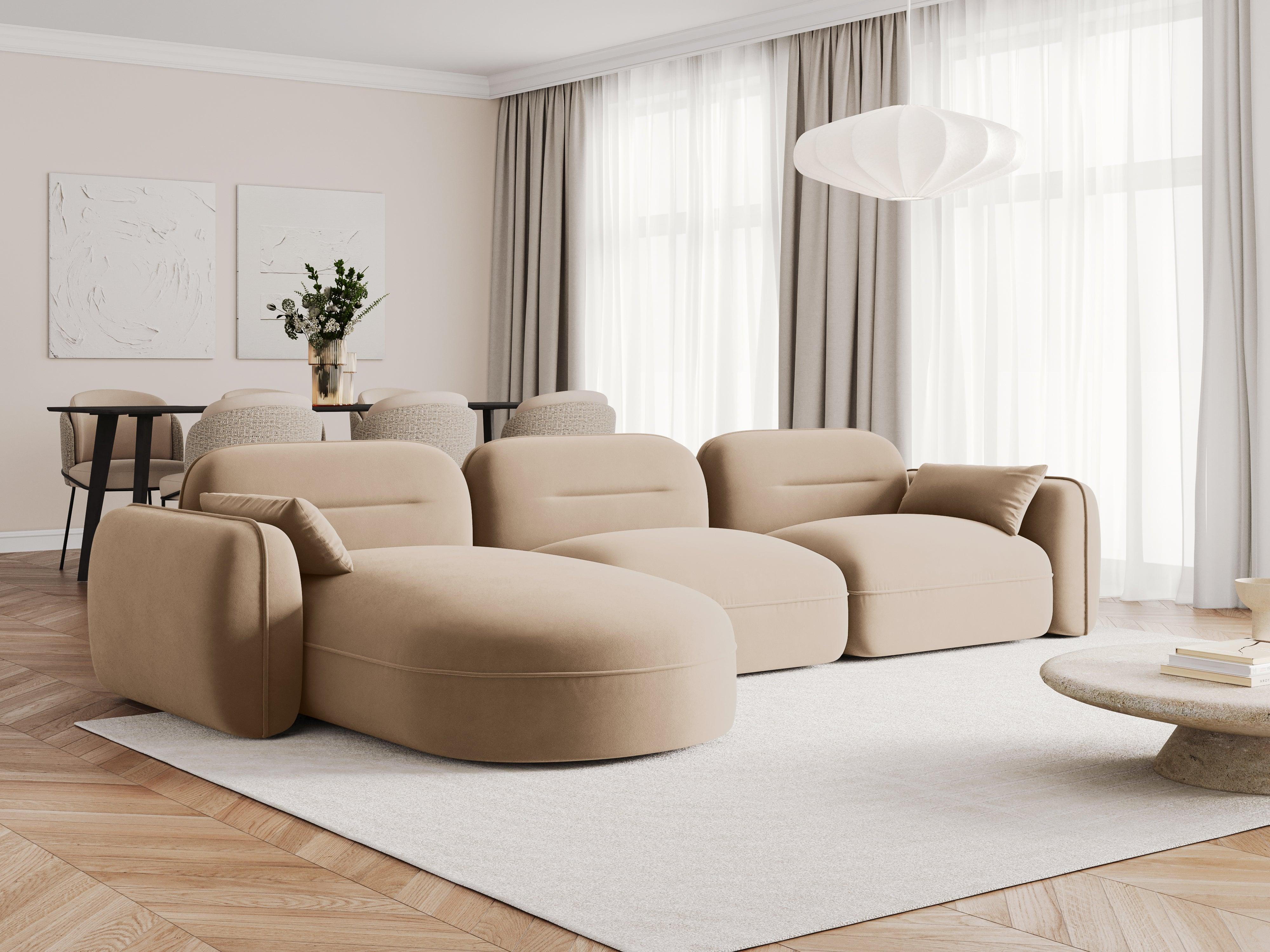 Narożnik modułowy aksamitny lewostronny 4-osobowy SYDNEY piaskowy Cosmopolitan Design Eye on Design