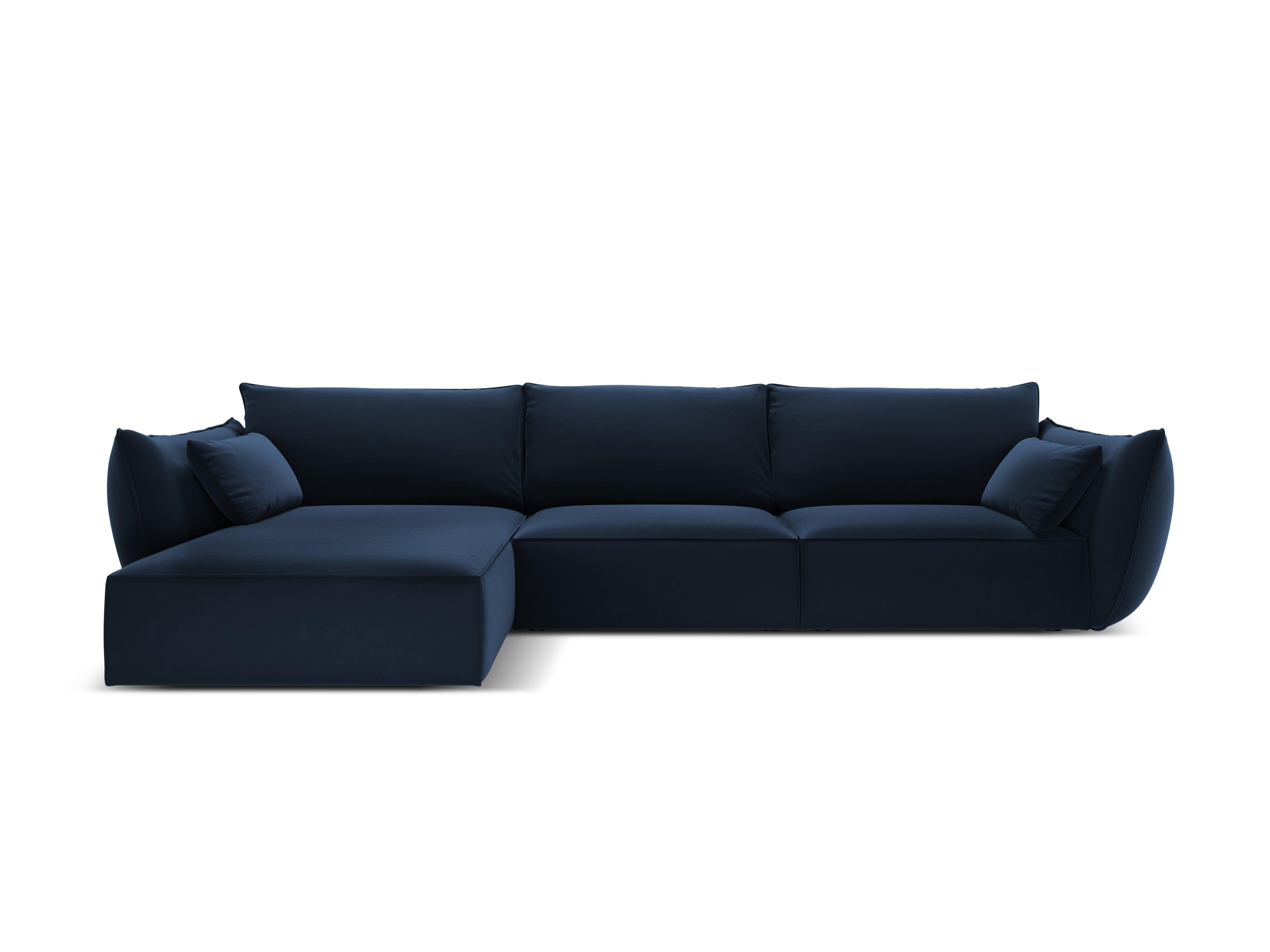 Narożnik aksamitny lewostronny 4-osobowy VANDA granatowy Mazzini Sofas Eye on Design