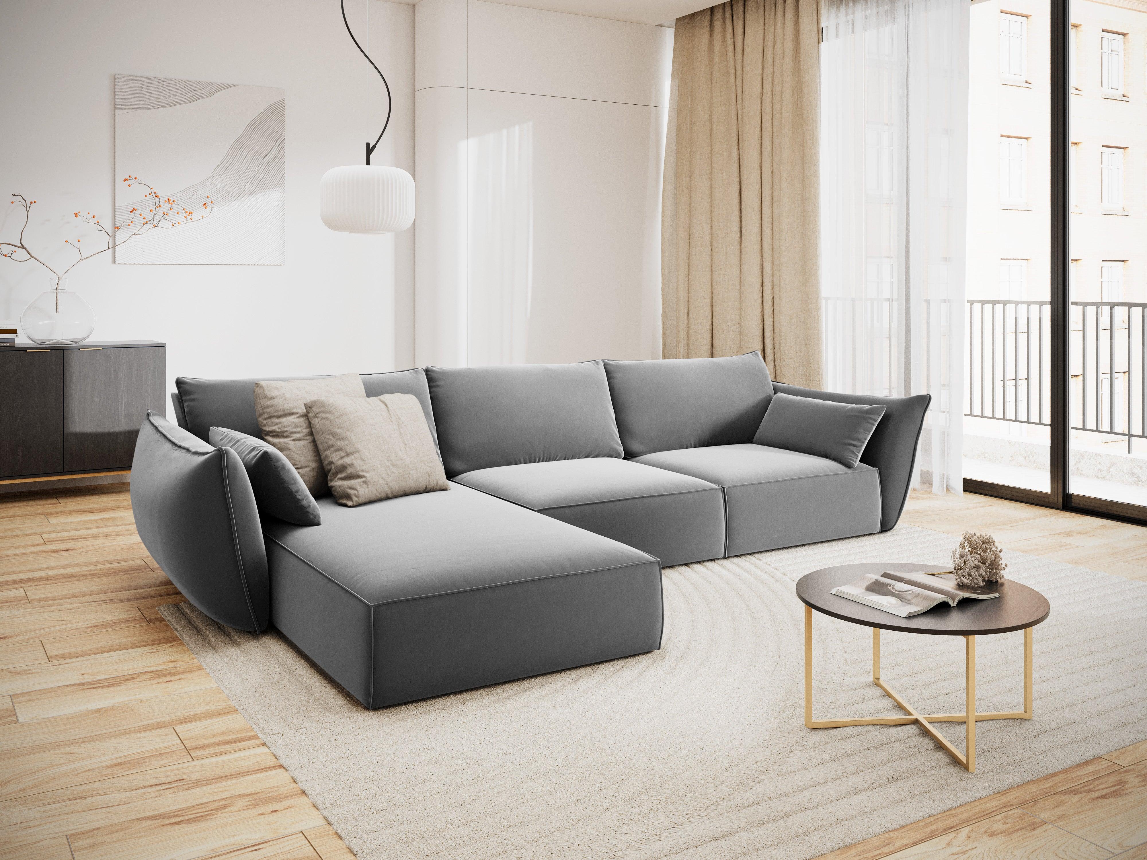 Narożnik aksamitny lewostronny 4-osobowy VANDA szary Mazzini Sofas Eye on Design