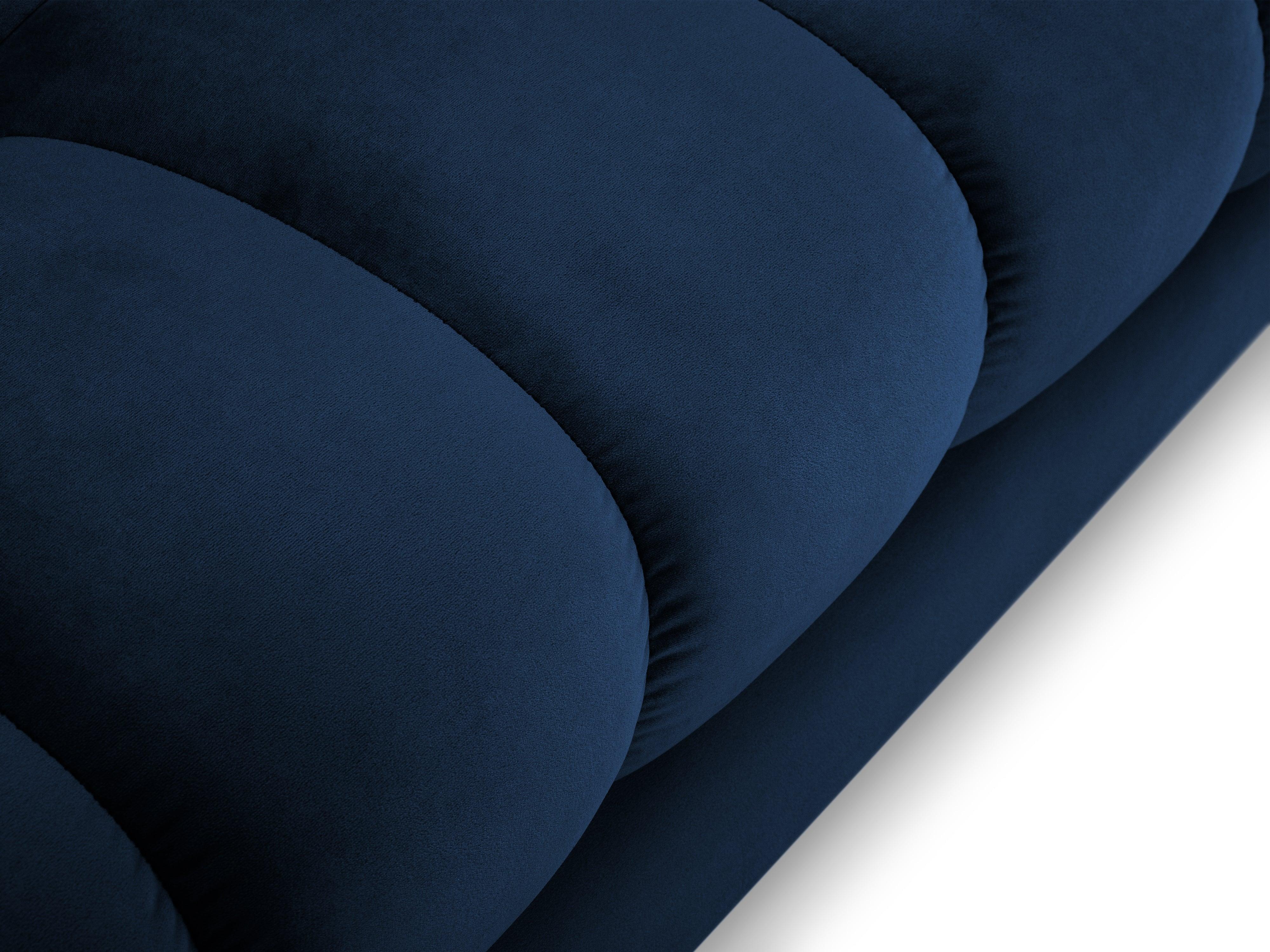 Narożnik aksamitny lewostronny BALI granat królewski ze złotą podstawą Cosmopolitan Design Eye on Design
