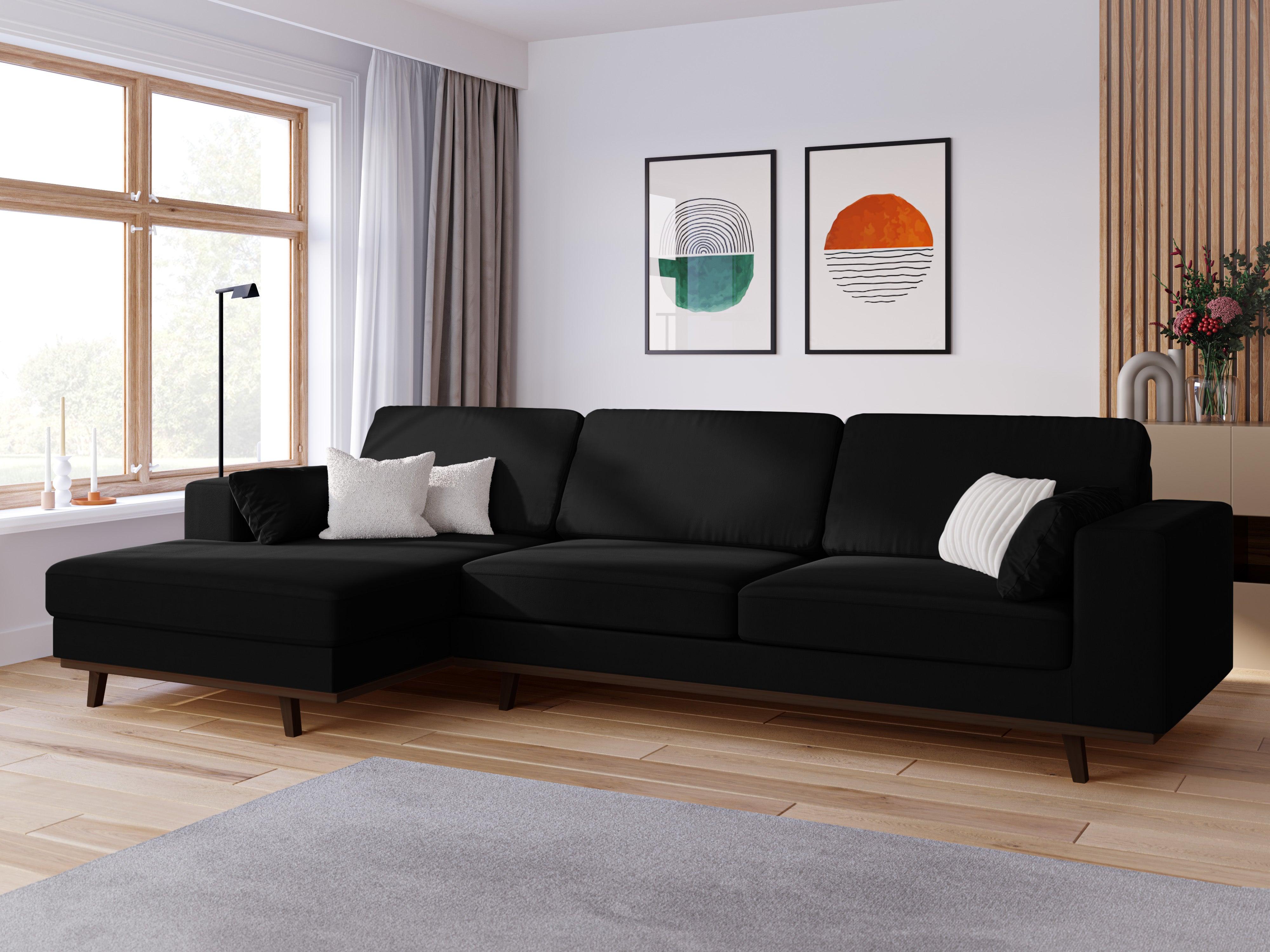 Narożnik aksamitny lewostronny HEBE czarny Mazzini Sofas Eye on Design