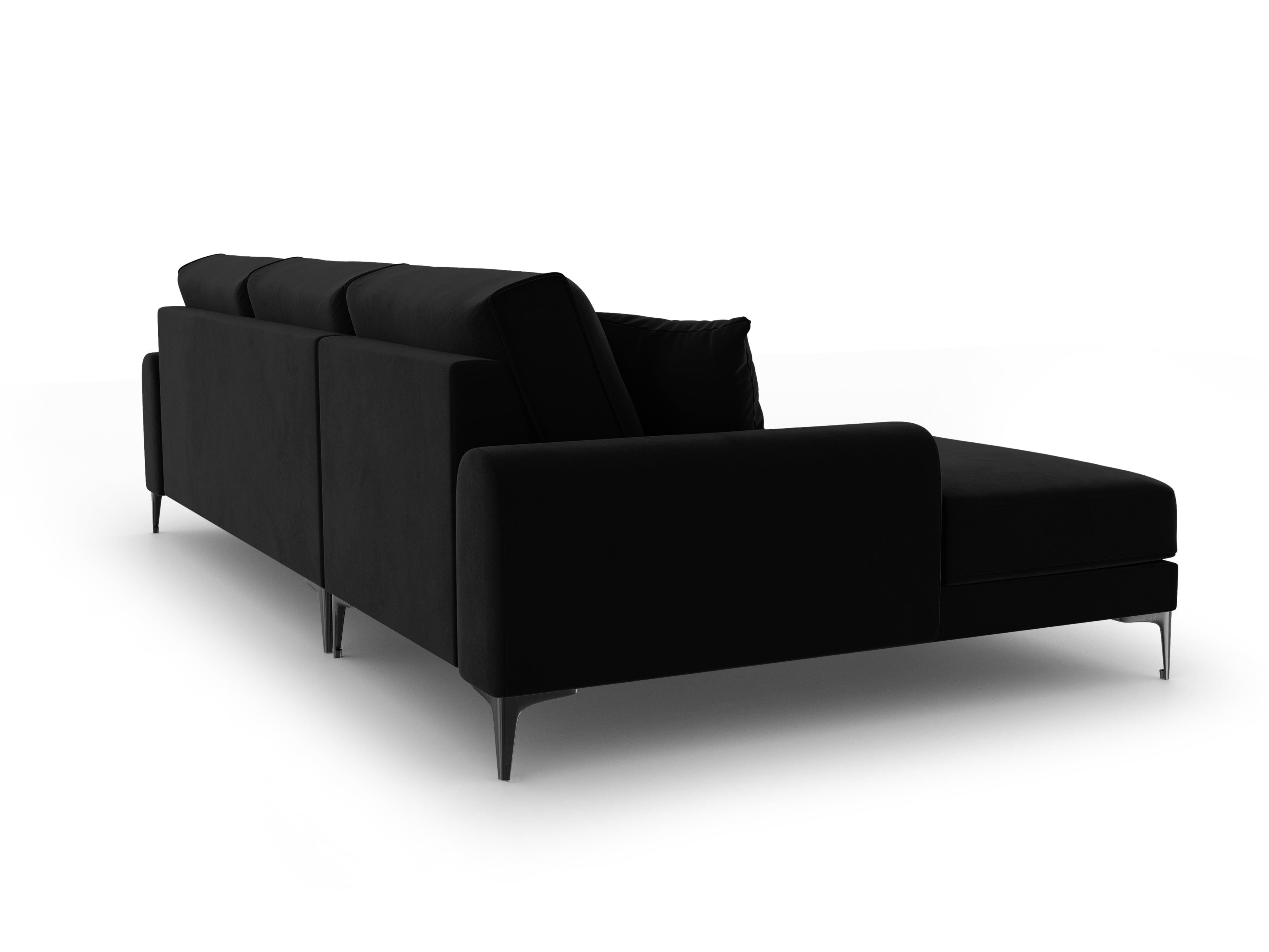 Narożnik aksamitny lewostronny MADARA czarny z czarną podstawą Mazzini Sofas Eye on Design