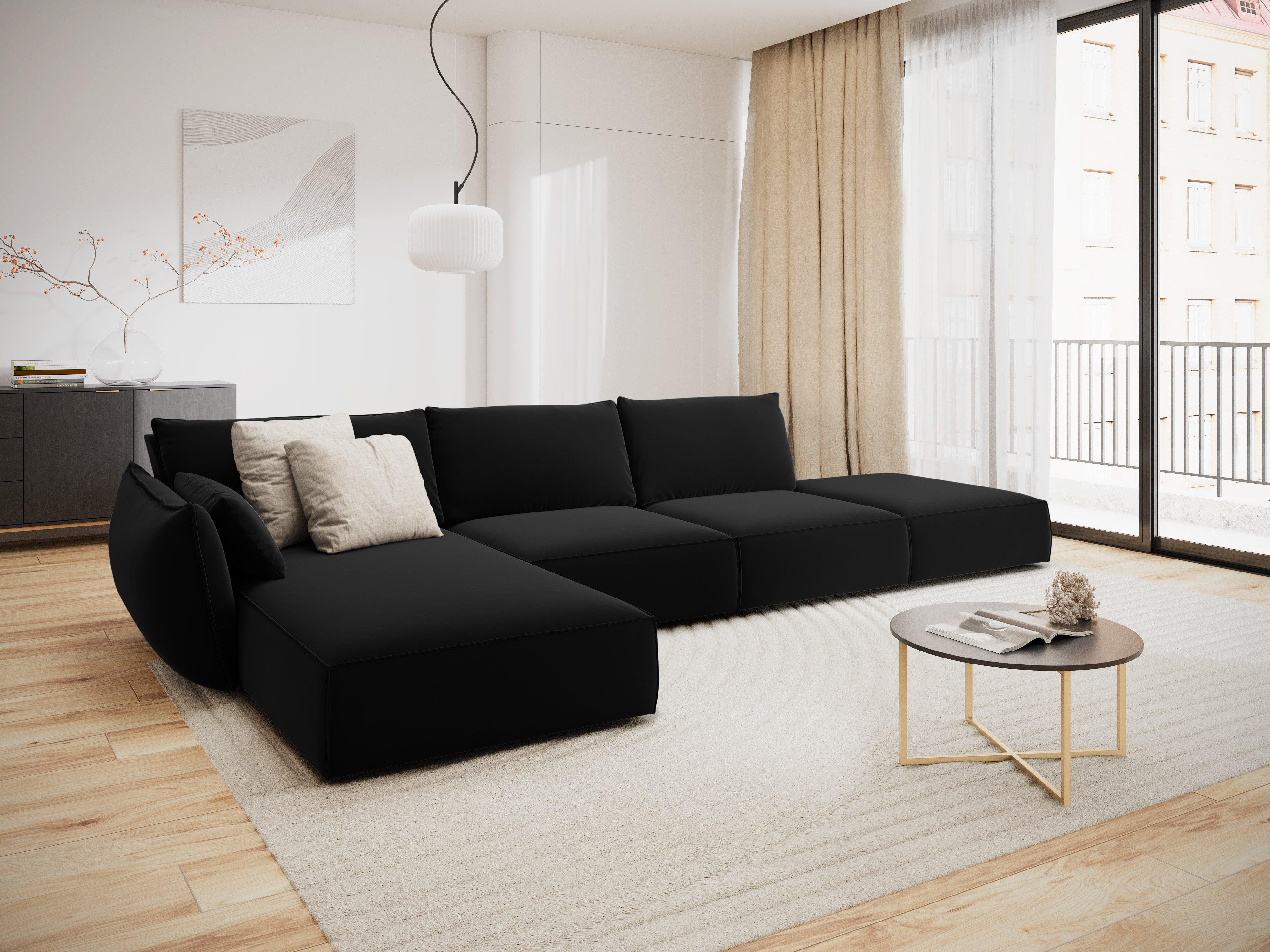 Narożnik aksamitny lewostronny otwarty VANDA czarny Mazzini Sofas Eye on Design