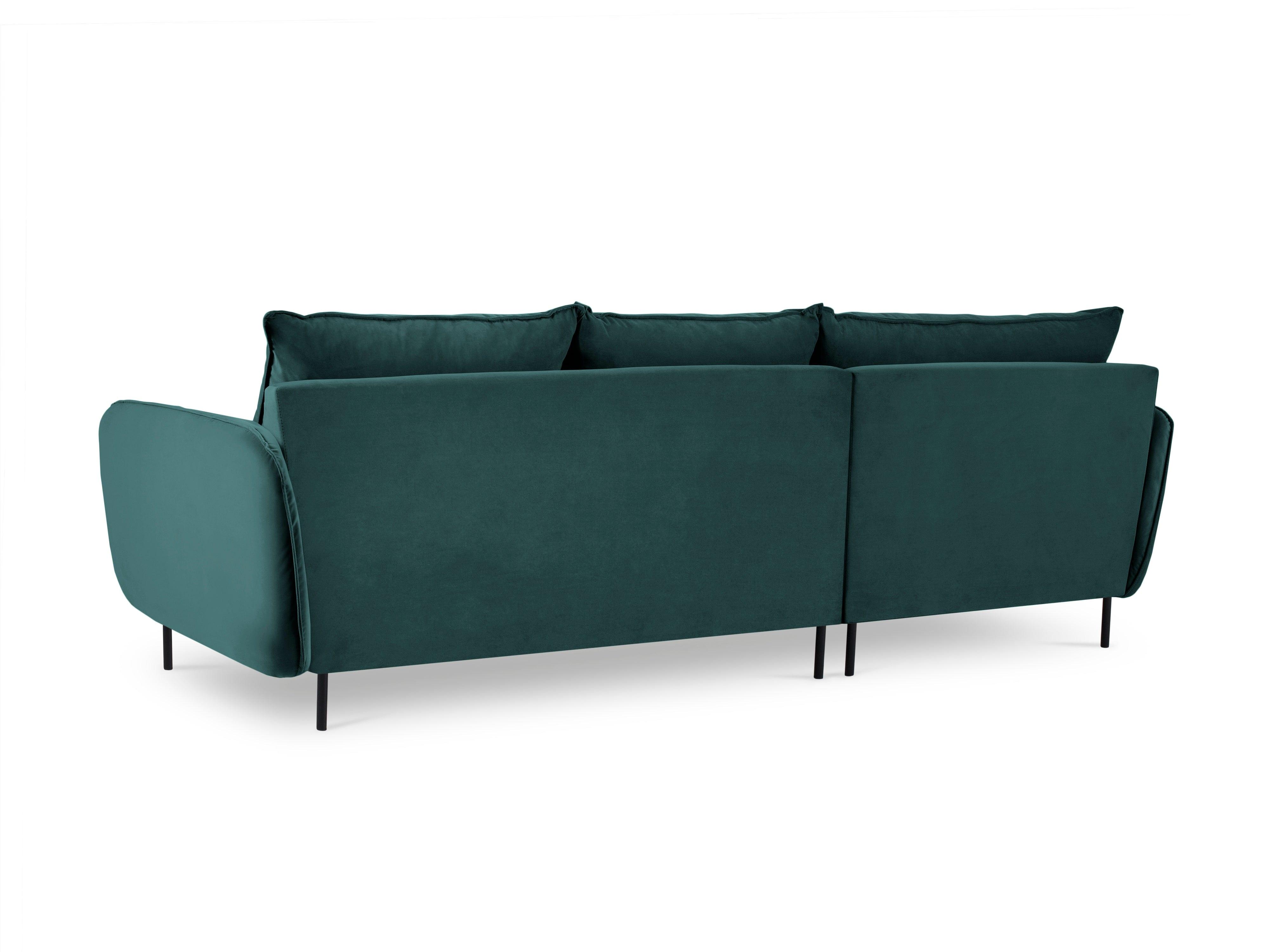 Narożnik aksamitny lewostronny VIENNA morski z czarną podstawą Cosmopolitan Design Eye on Design