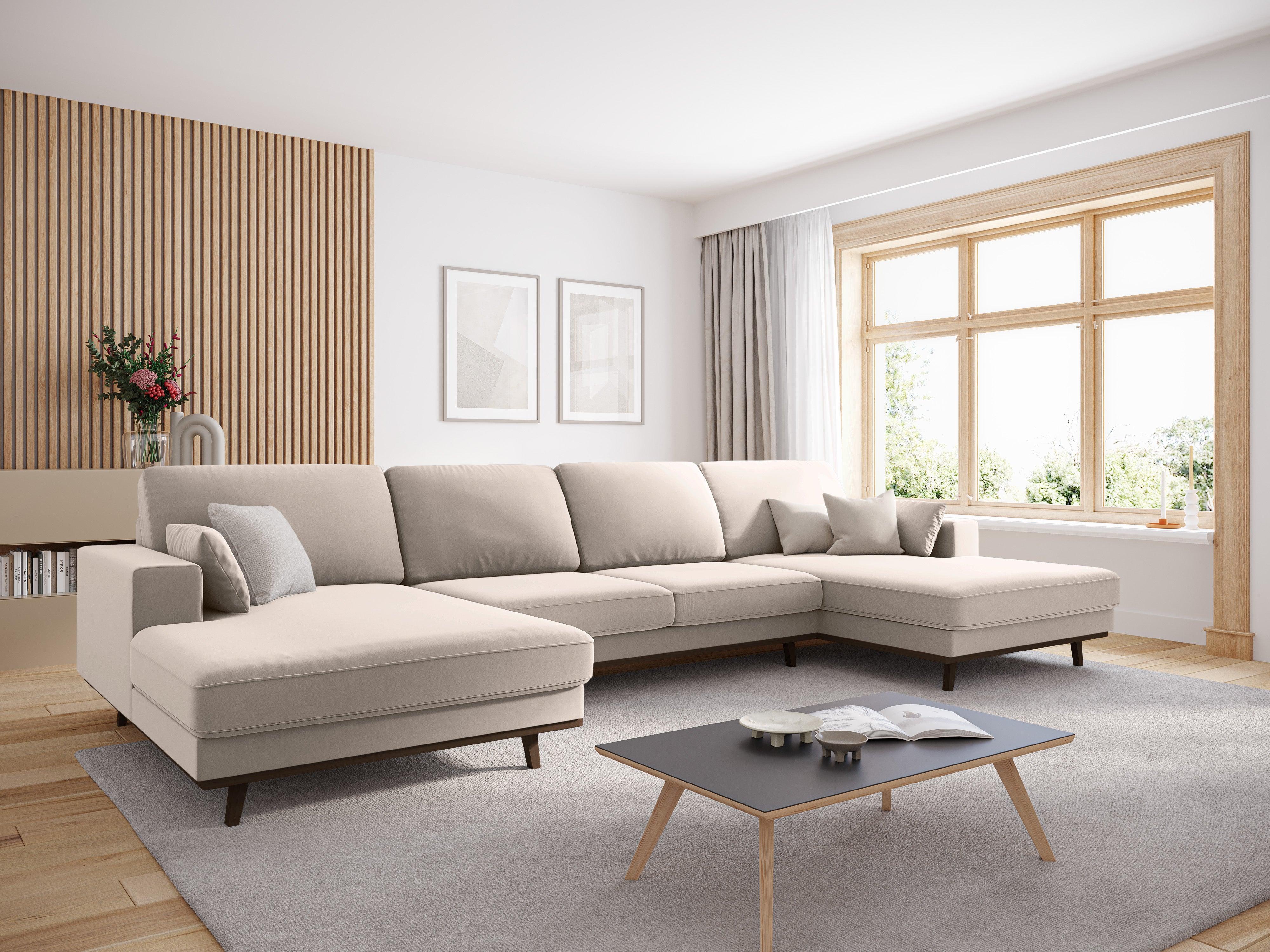 Narożnik aksamitny panoramiczny HEBE beżowy Mazzini Sofas Eye on Design