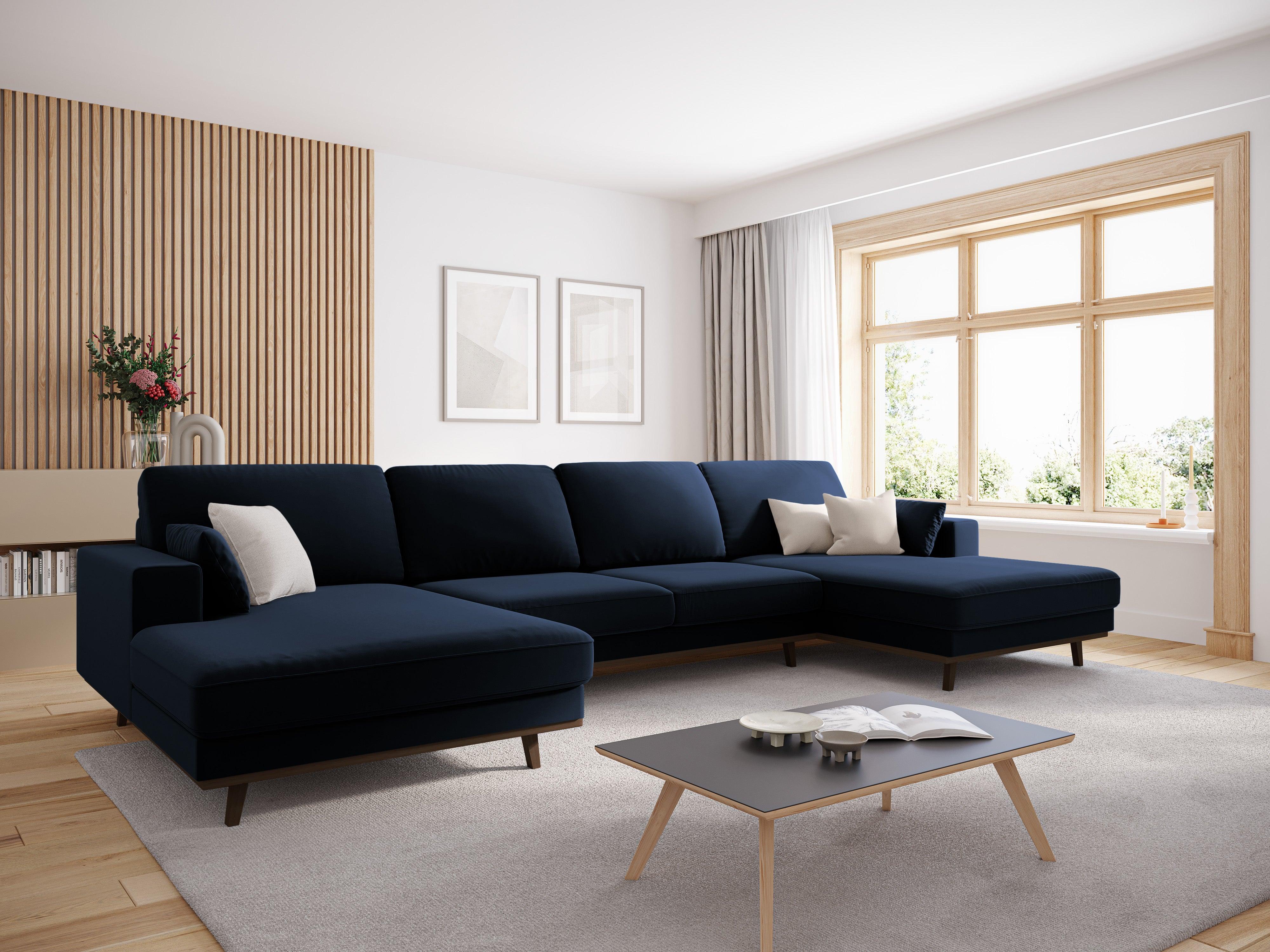 Narożnik aksamitny panoramiczny HEBE granat królewski Mazzini Sofas Eye on Design