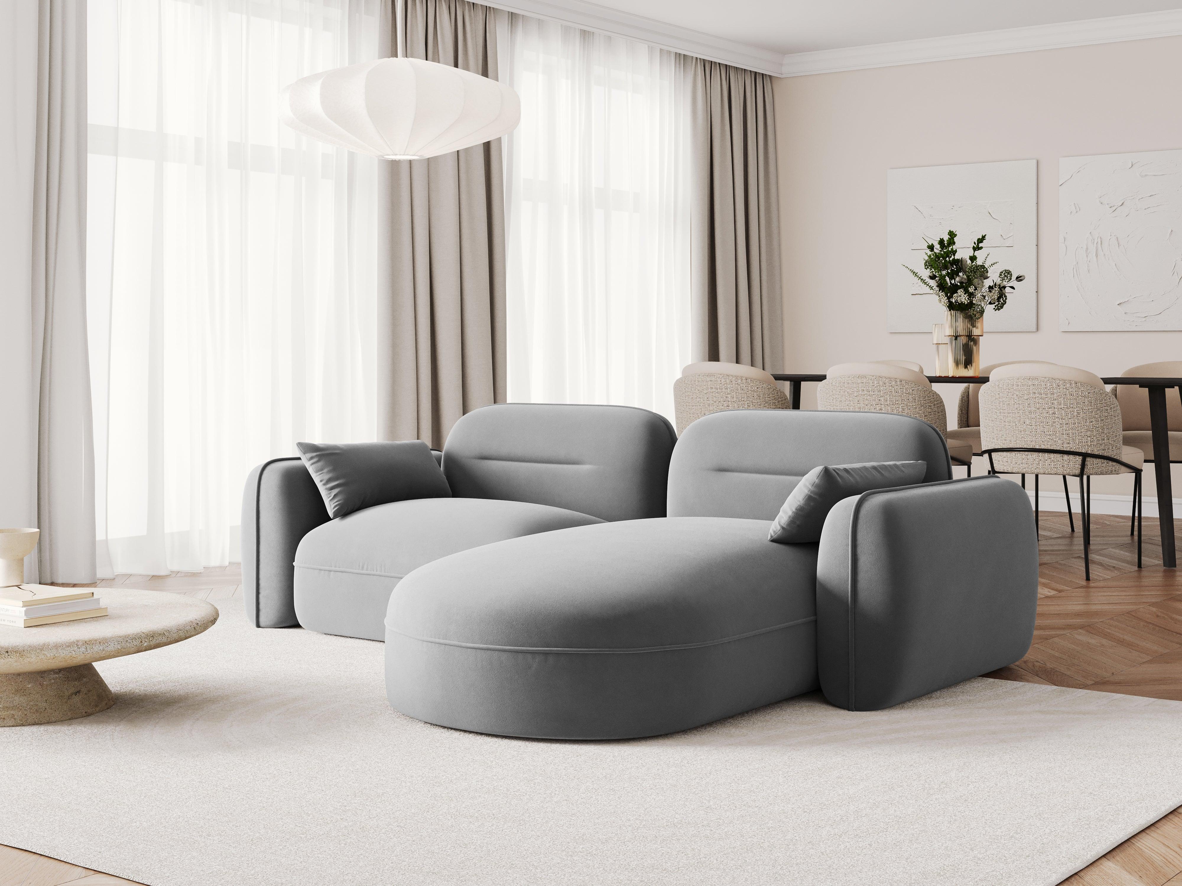 Narożnik modułowy aksamitny prawostronny 3-osobowy SYDNEY jasnoszary Cosmopolitan Design Eye on Design