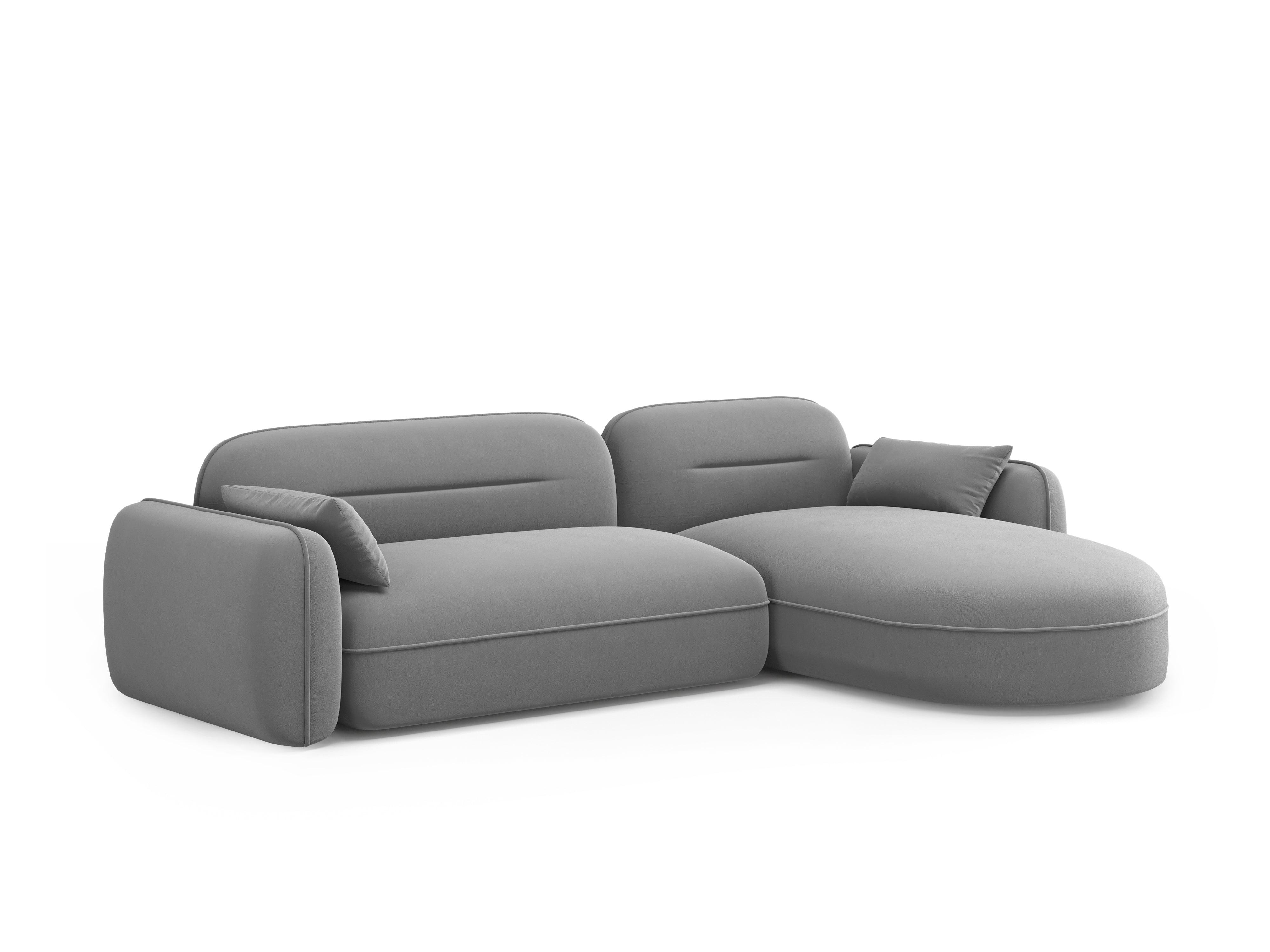 Narożnik modułowy aksamitny prawostronny 3,5-osobowy SYDNEY jasnoszary Cosmopolitan Design Eye on Design