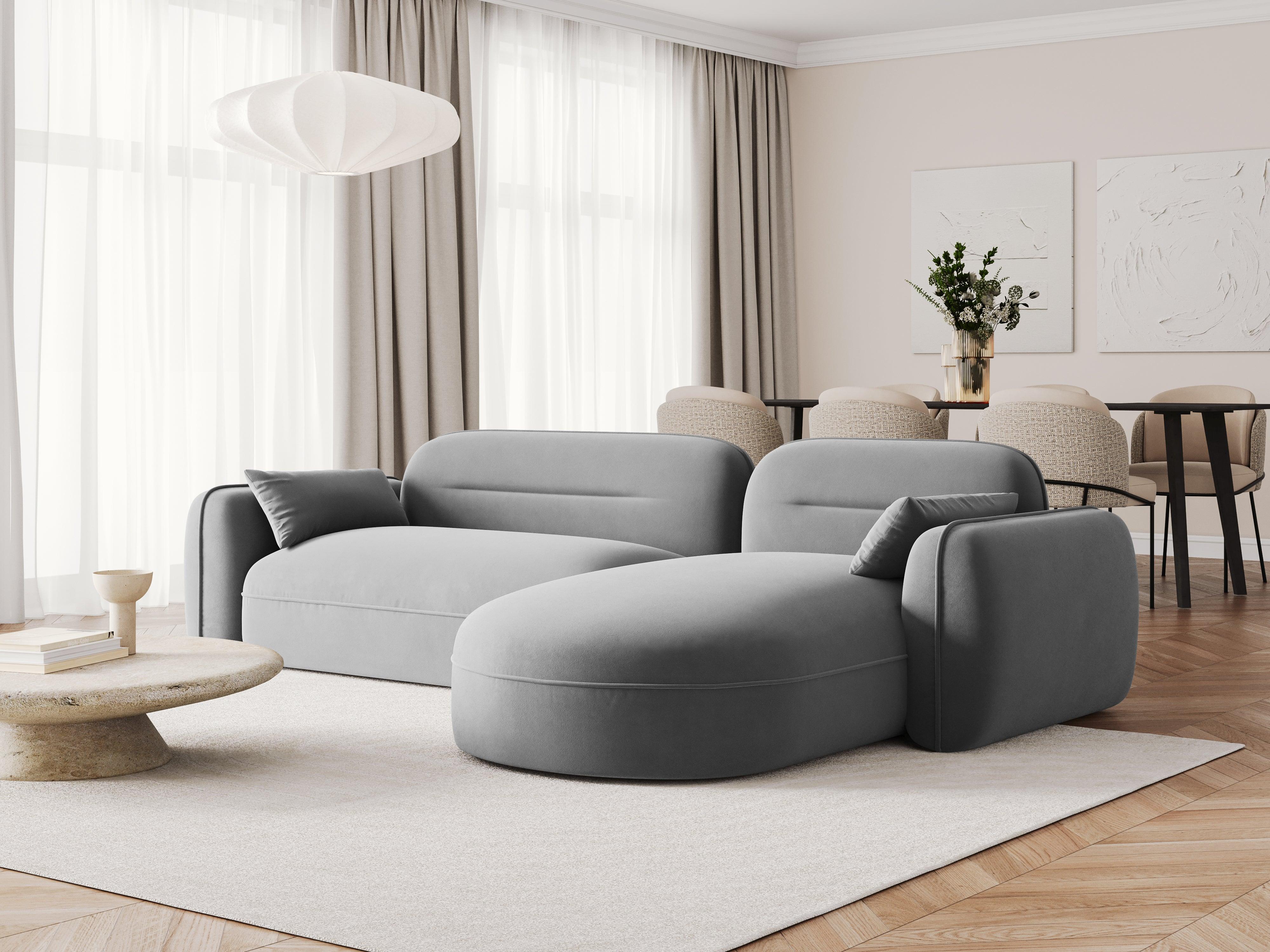 Narożnik modułowy aksamitny prawostronny 3,5-osobowy SYDNEY jasnoszary Cosmopolitan Design Eye on Design