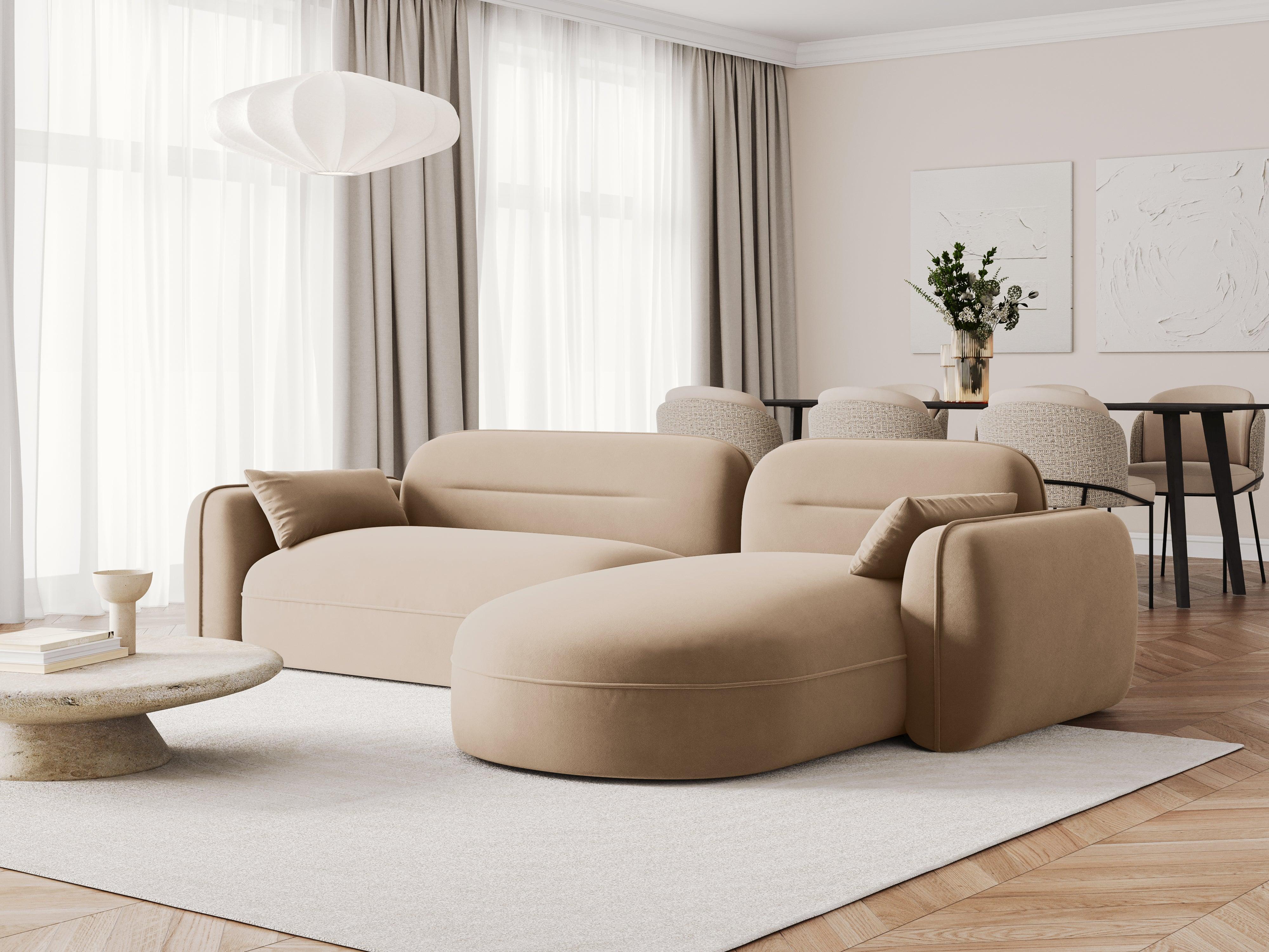 Narożnik modułowy aksamitny prawostronny 3,5-osobowy SYDNEY piaskowy Cosmopolitan Design Eye on Design