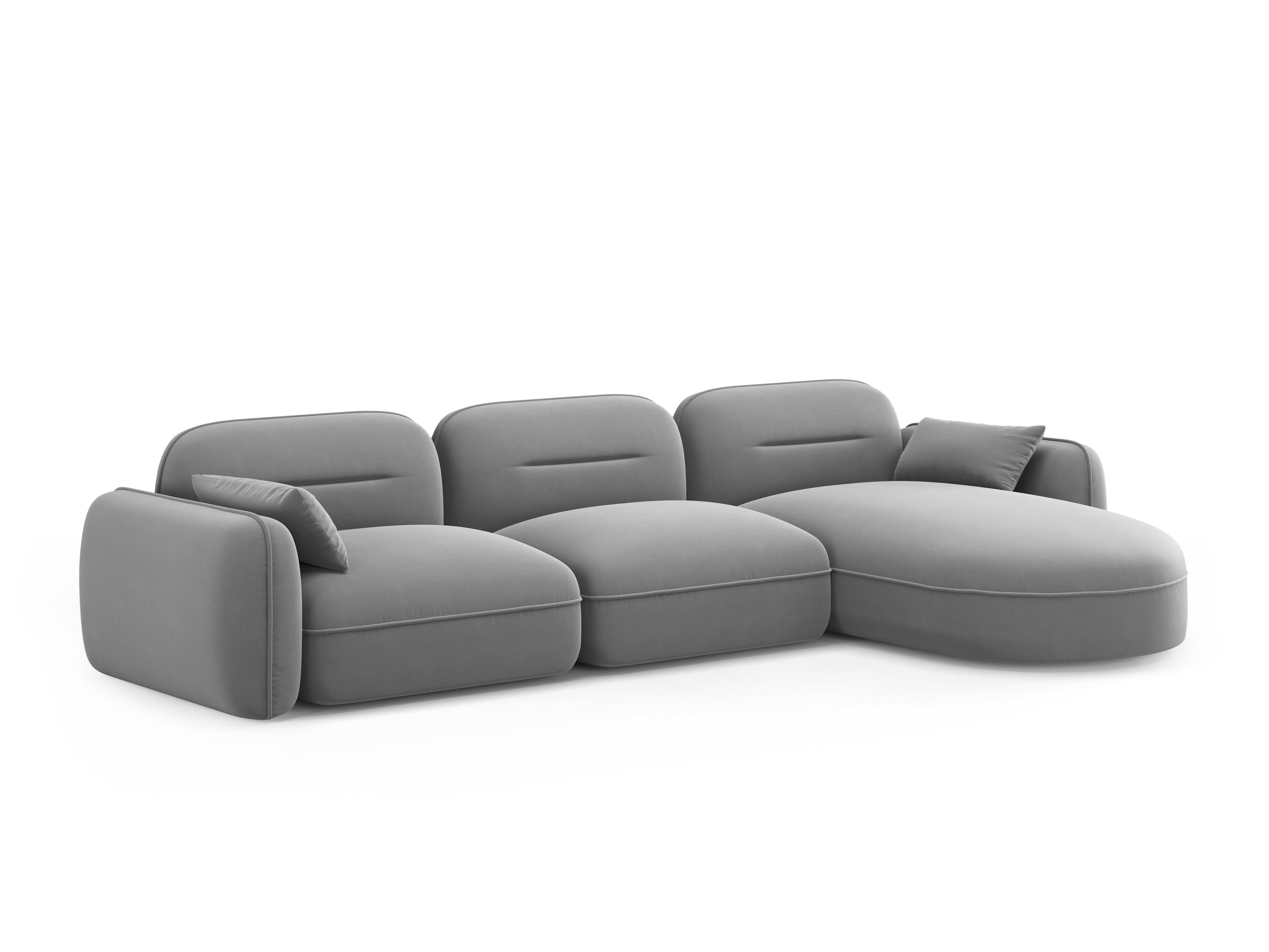 Narożnik modułowy aksamitny prawostronny 4-osobowy SYDNEY jasnoszary Cosmopolitan Design Eye on Design