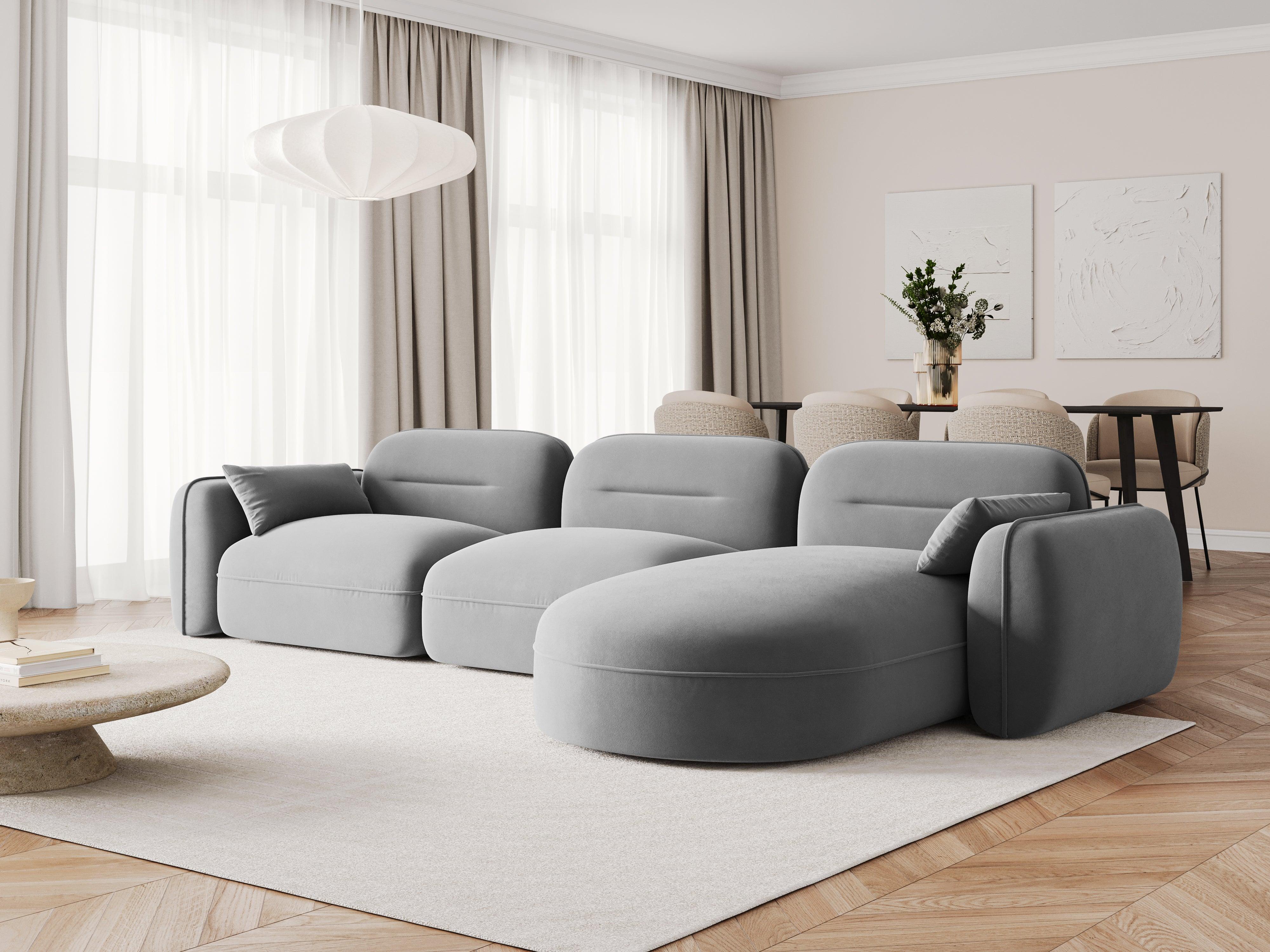 Narożnik modułowy aksamitny prawostronny 4-osobowy SYDNEY jasnoszary Cosmopolitan Design Eye on Design