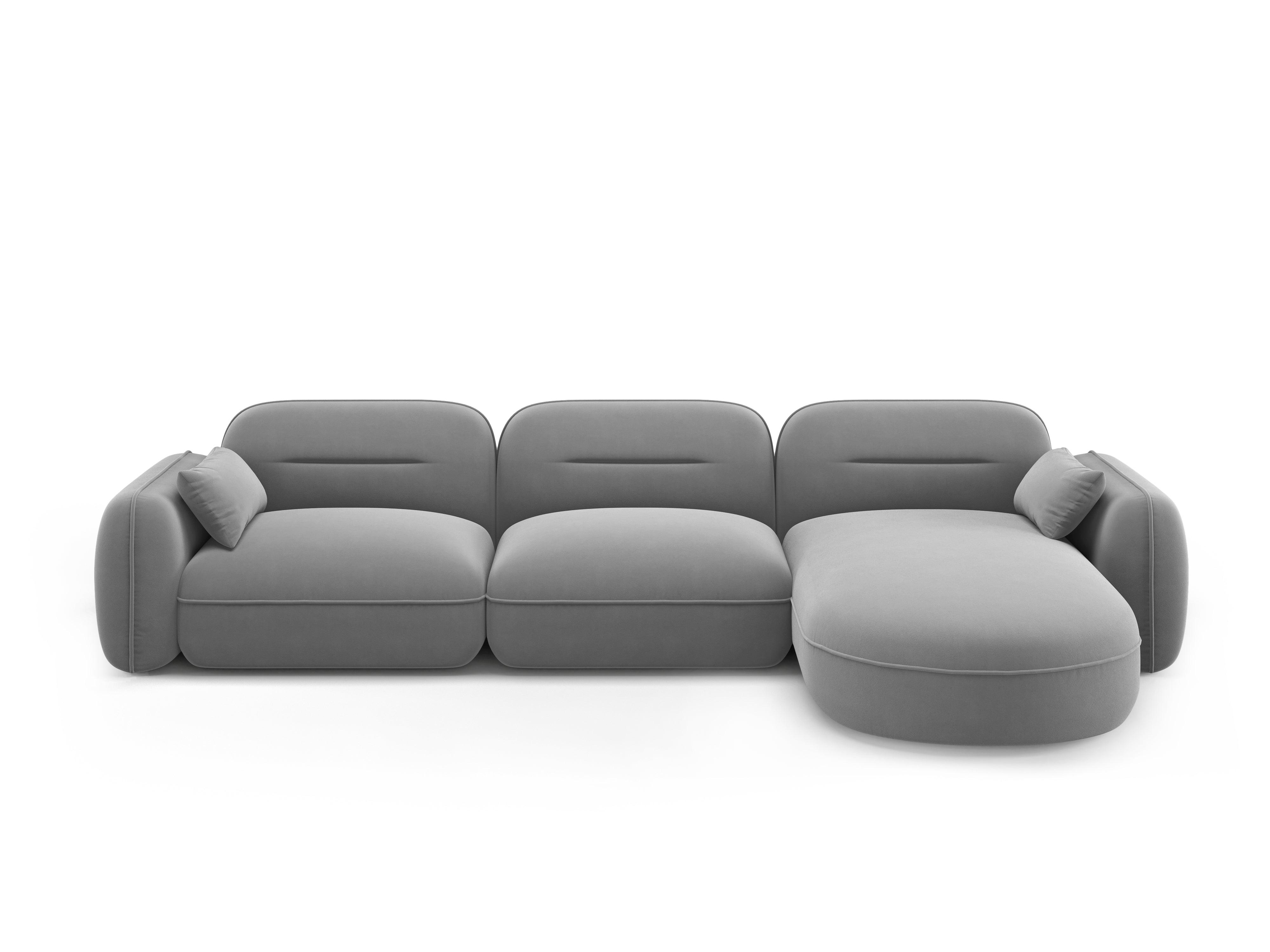 Narożnik modułowy aksamitny prawostronny 4-osobowy SYDNEY jasnoszary Cosmopolitan Design Eye on Design