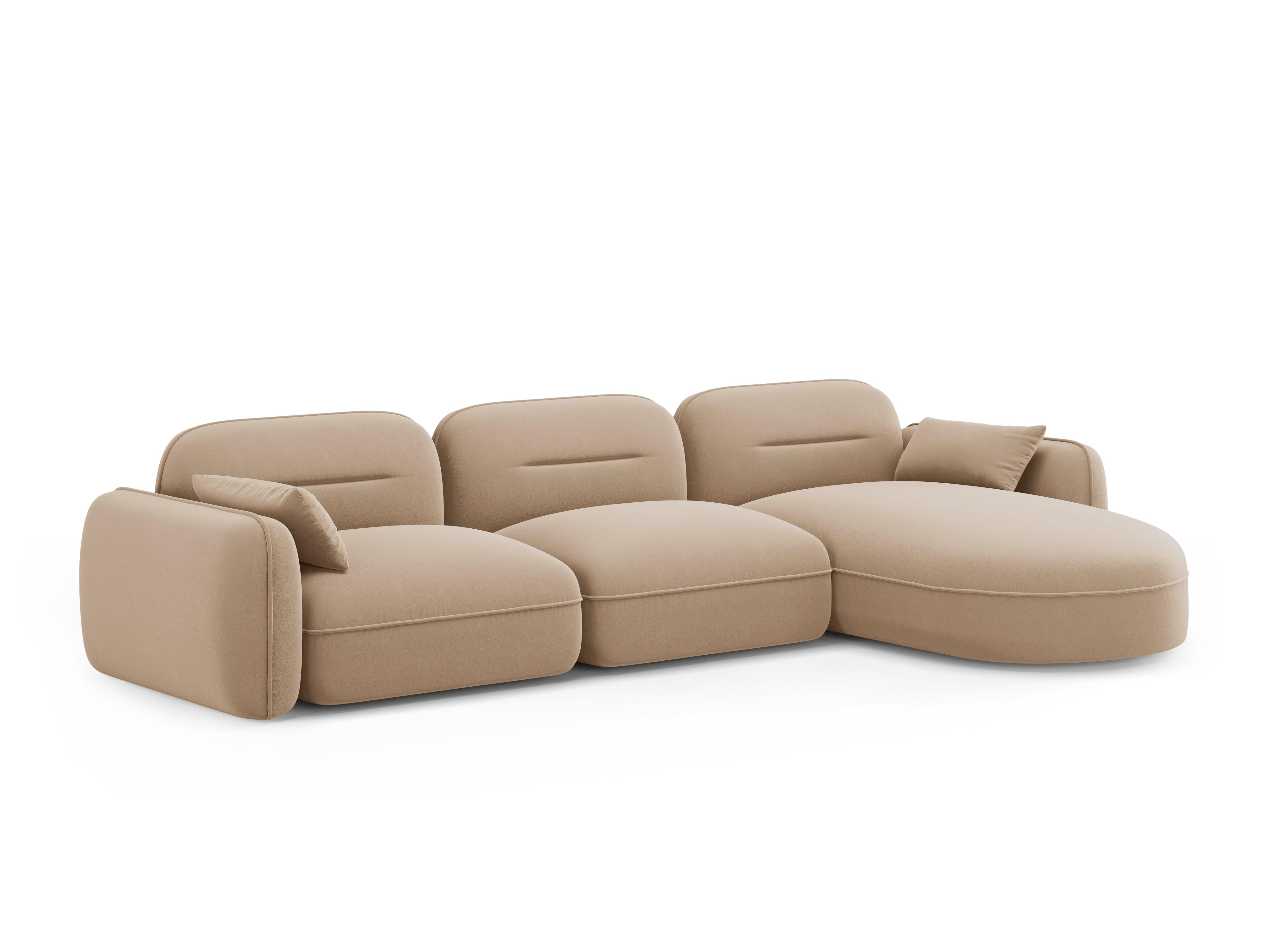 Narożnik modułowy aksamitny prawostronny 4-osobowy SYDNEY piaskowa Cosmopolitan Design Eye on Design