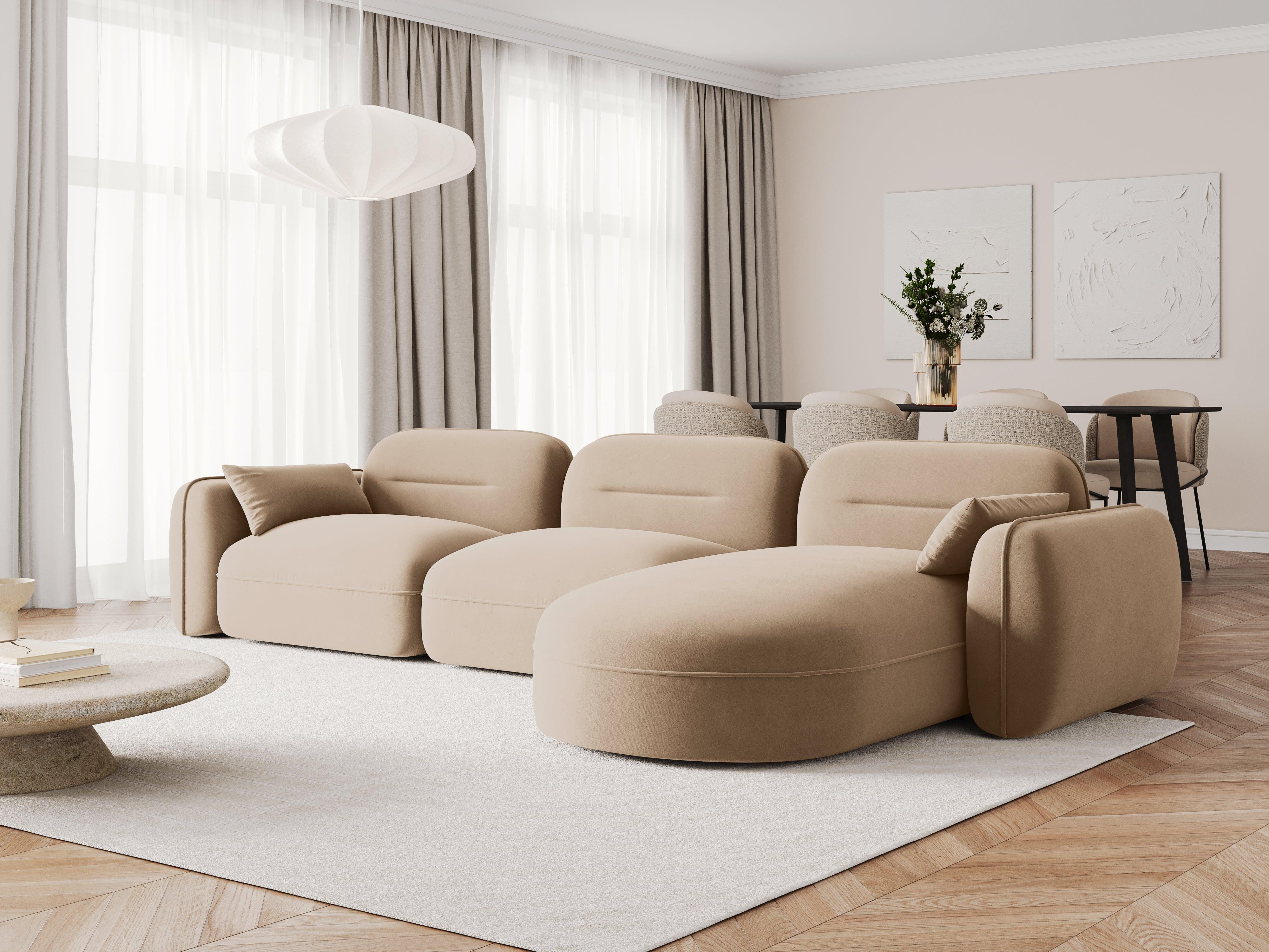 Narożnik modułowy aksamitny prawostronny 4-osobowy SYDNEY piaskowa Cosmopolitan Design Eye on Design