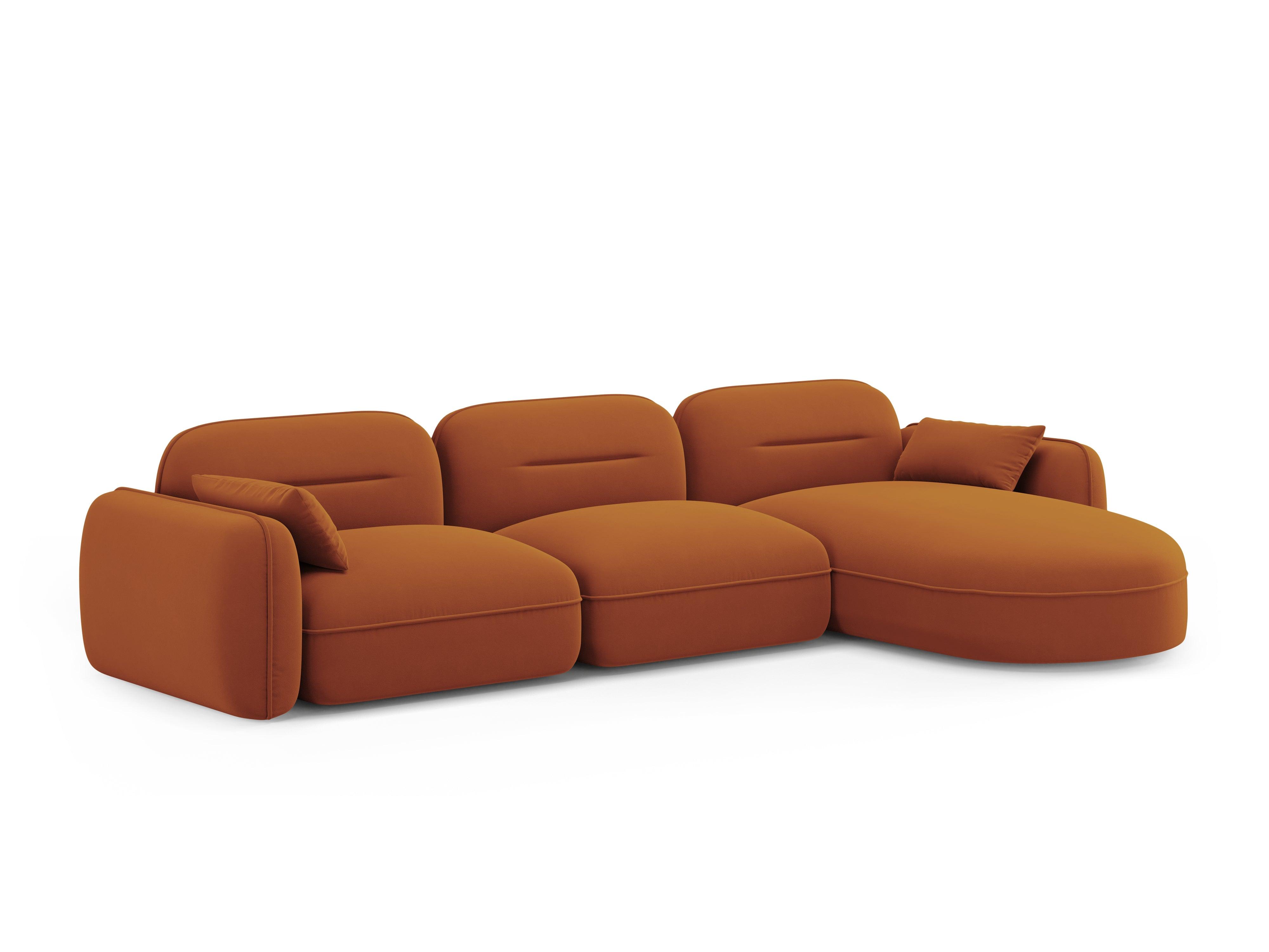 Narożnik modułowy aksamitny prawostronny 4-osobowy SYDNEY terracotta Cosmopolitan Design Eye on Design