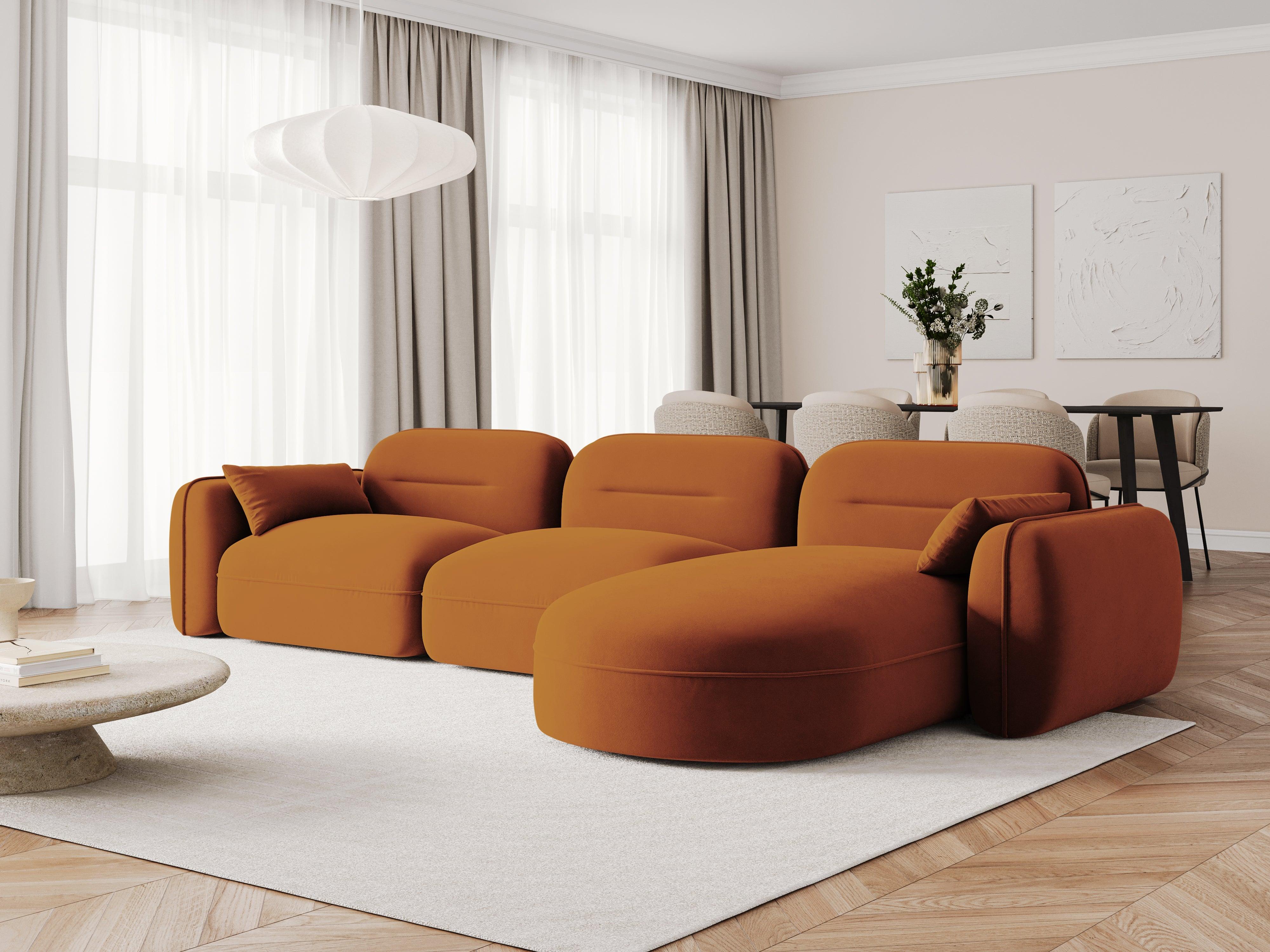 Narożnik modułowy aksamitny prawostronny 4-osobowy SYDNEY terracotta Cosmopolitan Design Eye on Design