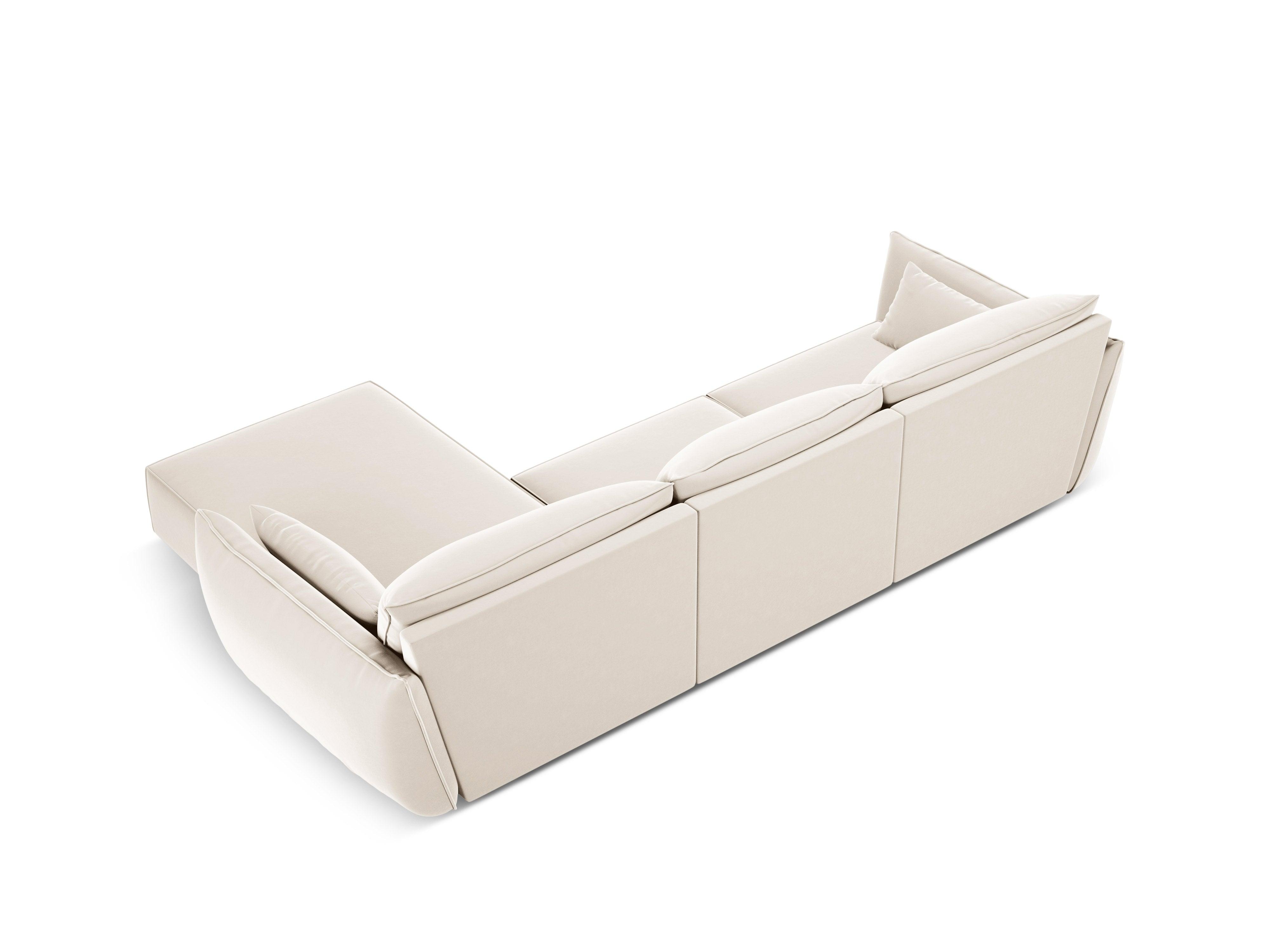 Narożnik aksamitny prawostronny 4-osobowy VANDA beżowy Mazzini Sofas Eye on Design