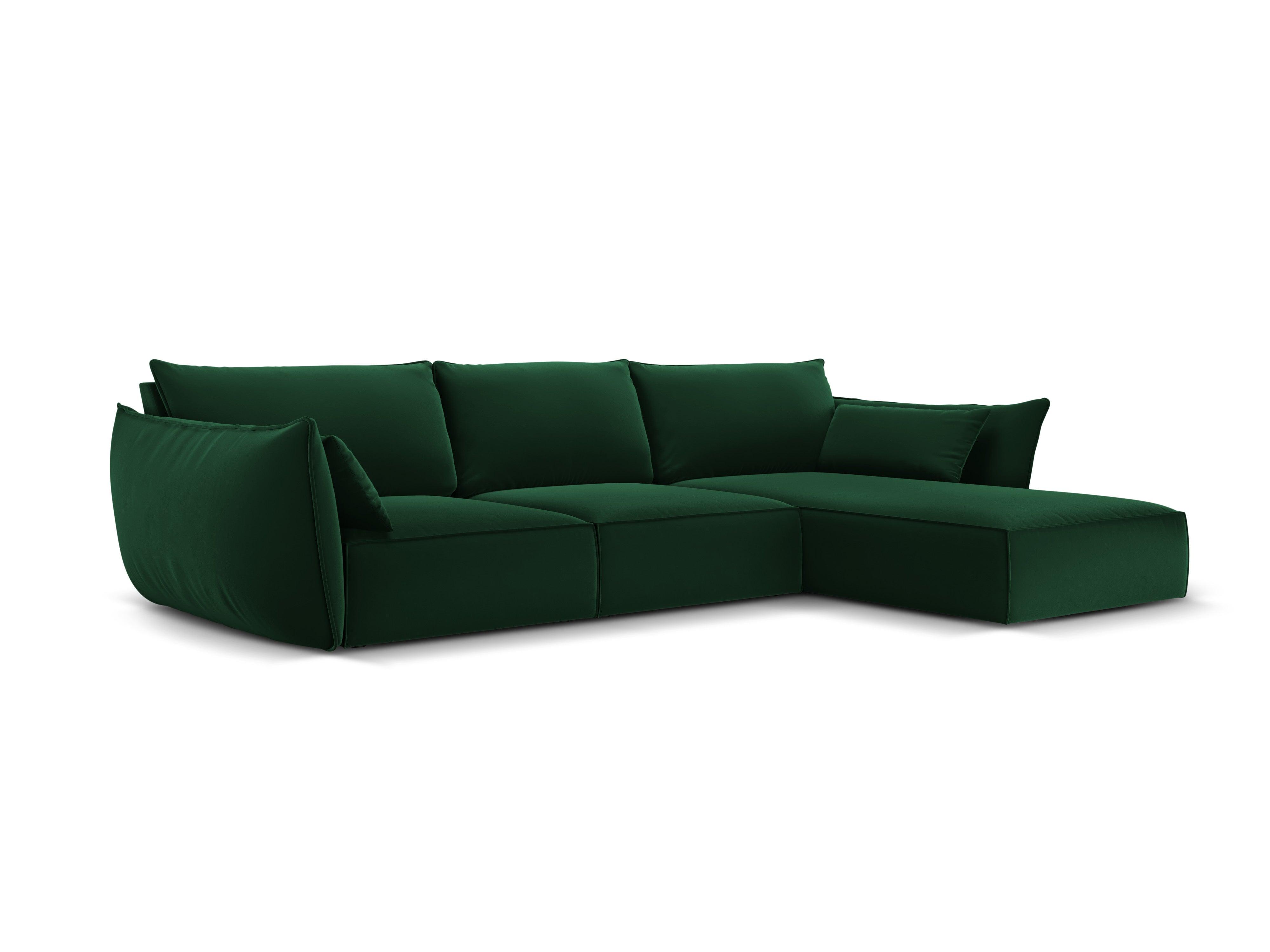 Narożnik aksamitny prawostronny 4-osobowy VANDA butelkowa zieleń Mazzini Sofas Eye on Design