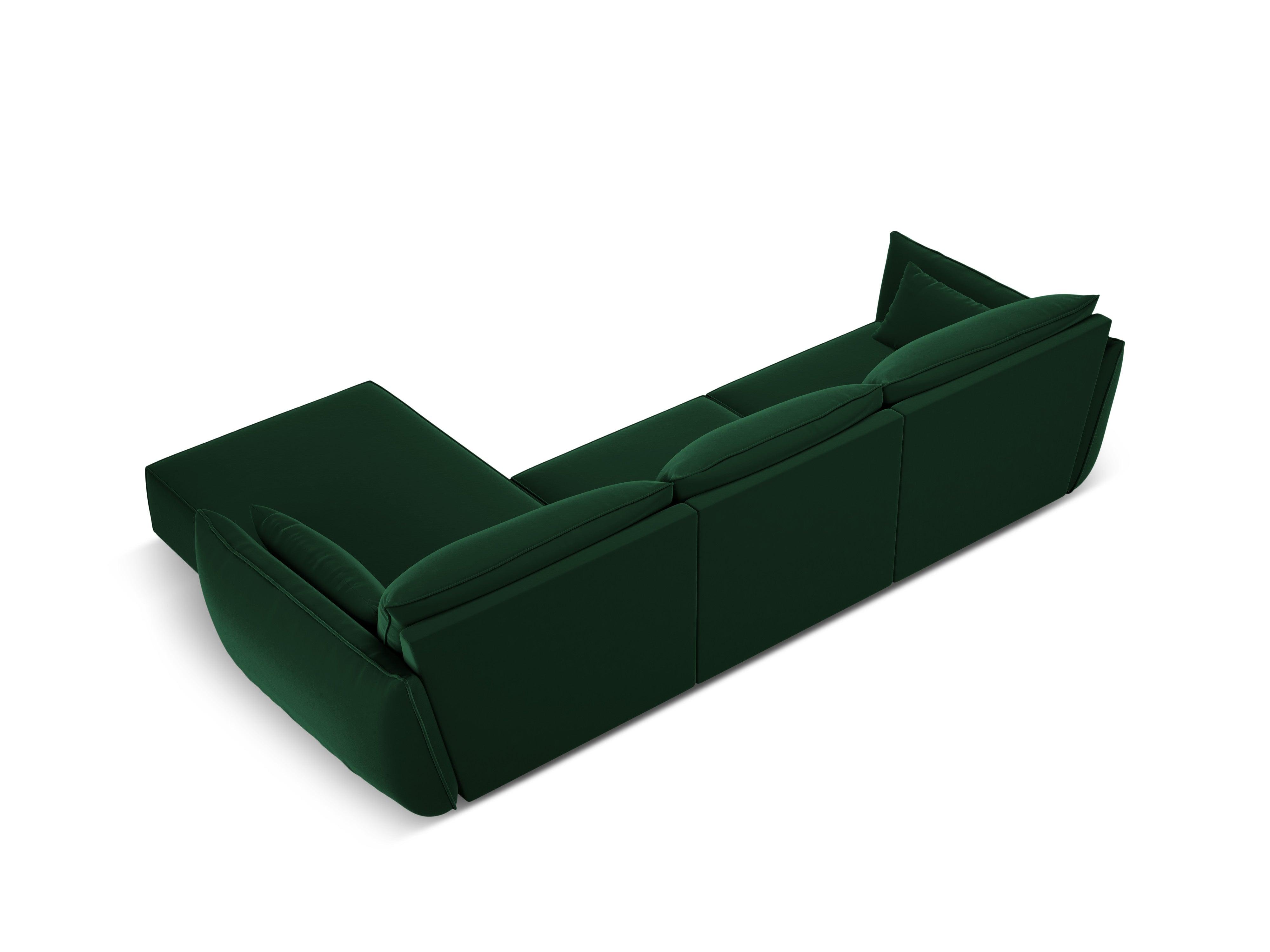 Narożnik aksamitny prawostronny 4-osobowy VANDA butelkowa zieleń Mazzini Sofas Eye on Design