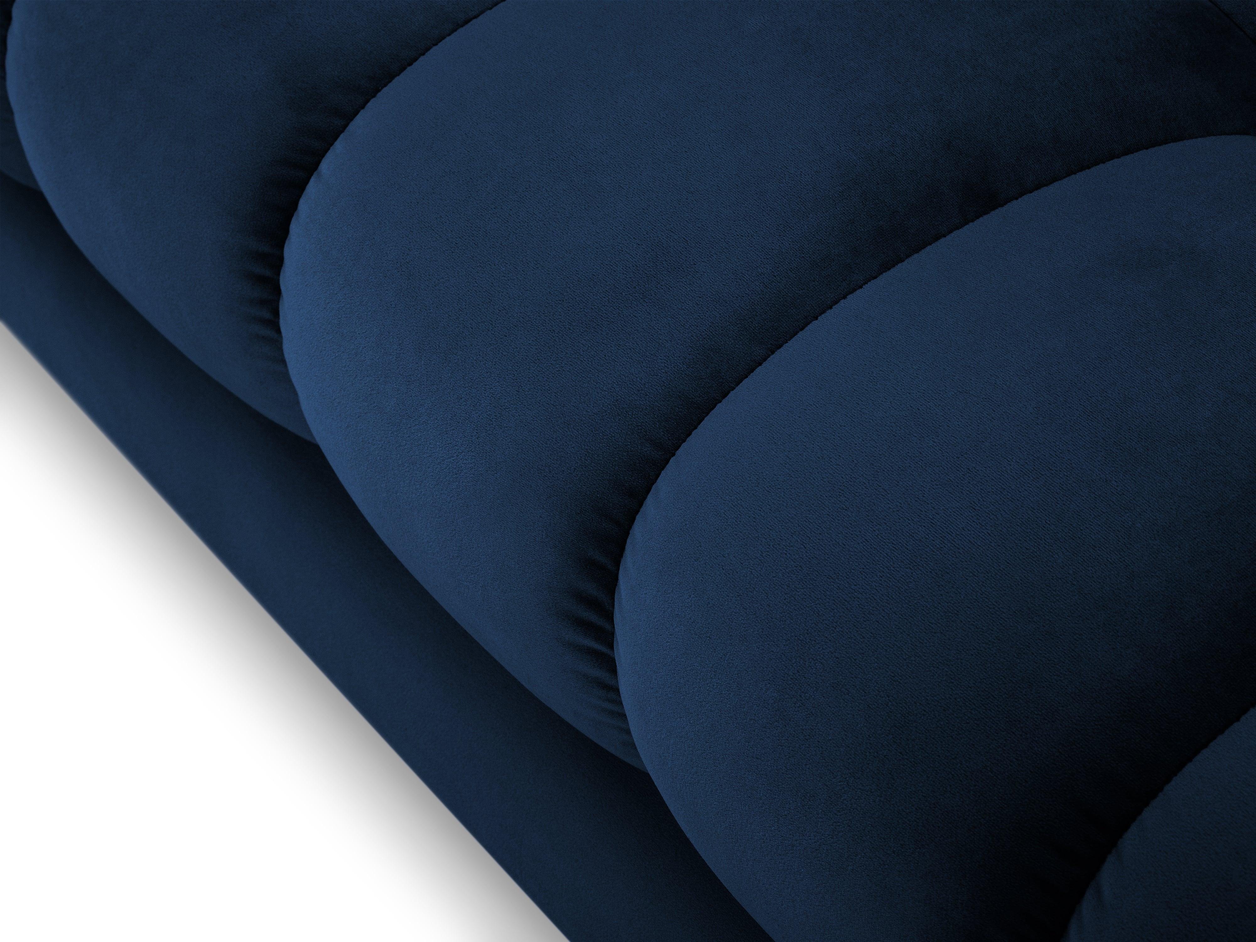 Narożnik aksamitny prawostronny BALI granat królewski ze złotą podstawą Cosmopolitan Design Eye on Design