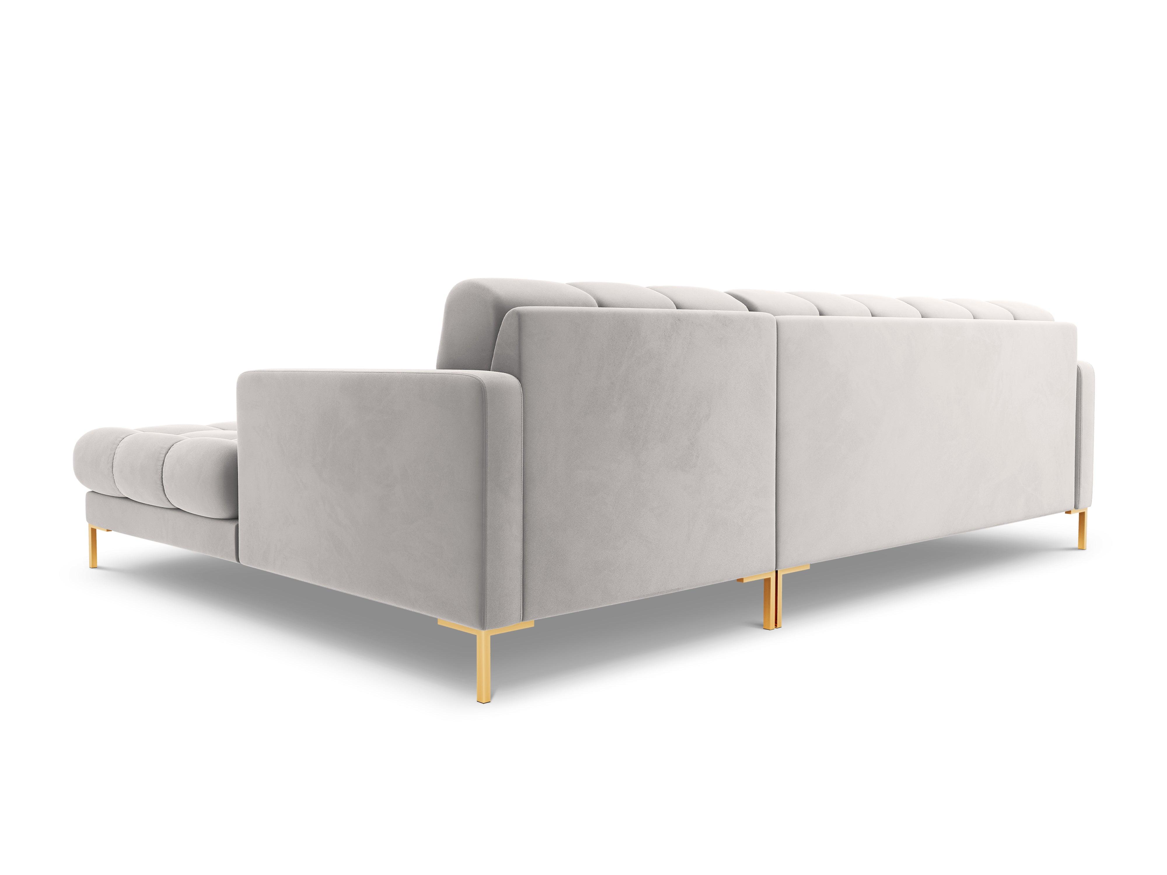 Narożnik aksamitny prawostronny BALI srebrny ze złotą podstawą Cosmopolitan Design Eye on Design