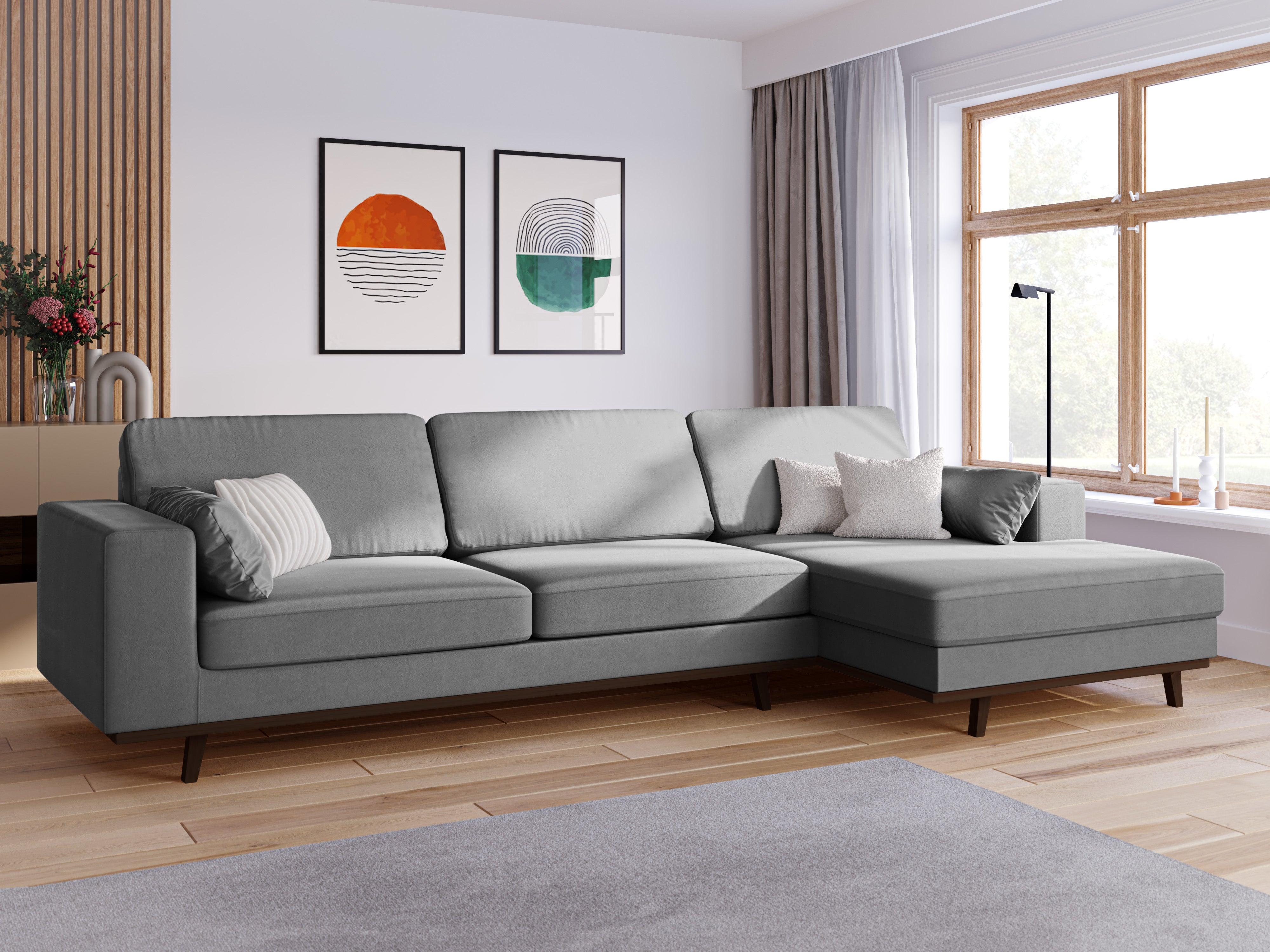 Narożnik aksamitny prawostronny HEBE szary Mazzini Sofas Eye on Design