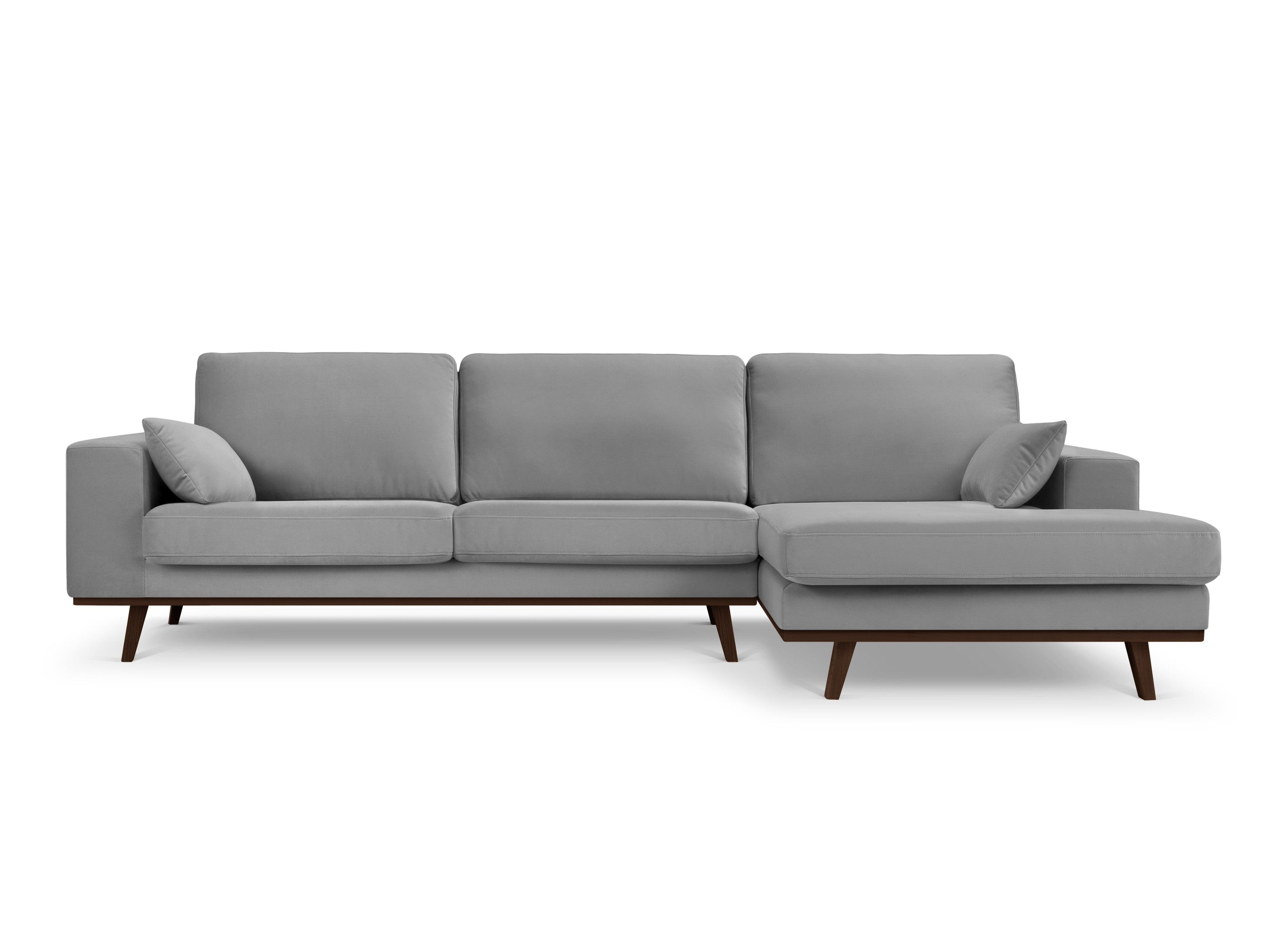Narożnik aksamitny prawostronny HEBE szary Mazzini Sofas Eye on Design