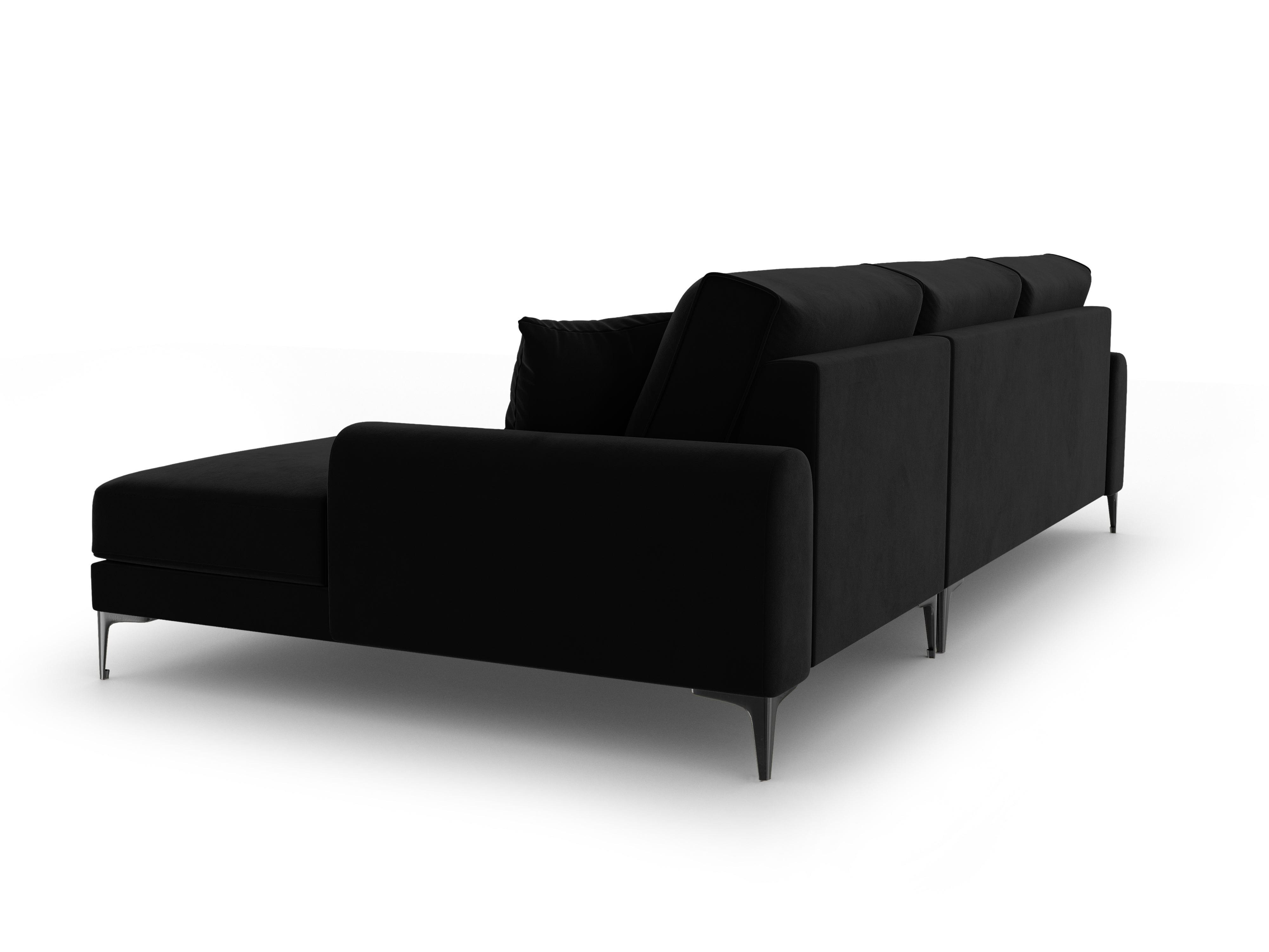 Narożnik aksamitny prawostronny MADARA czarny z czarną podstawą Mazzini Sofas Eye on Design