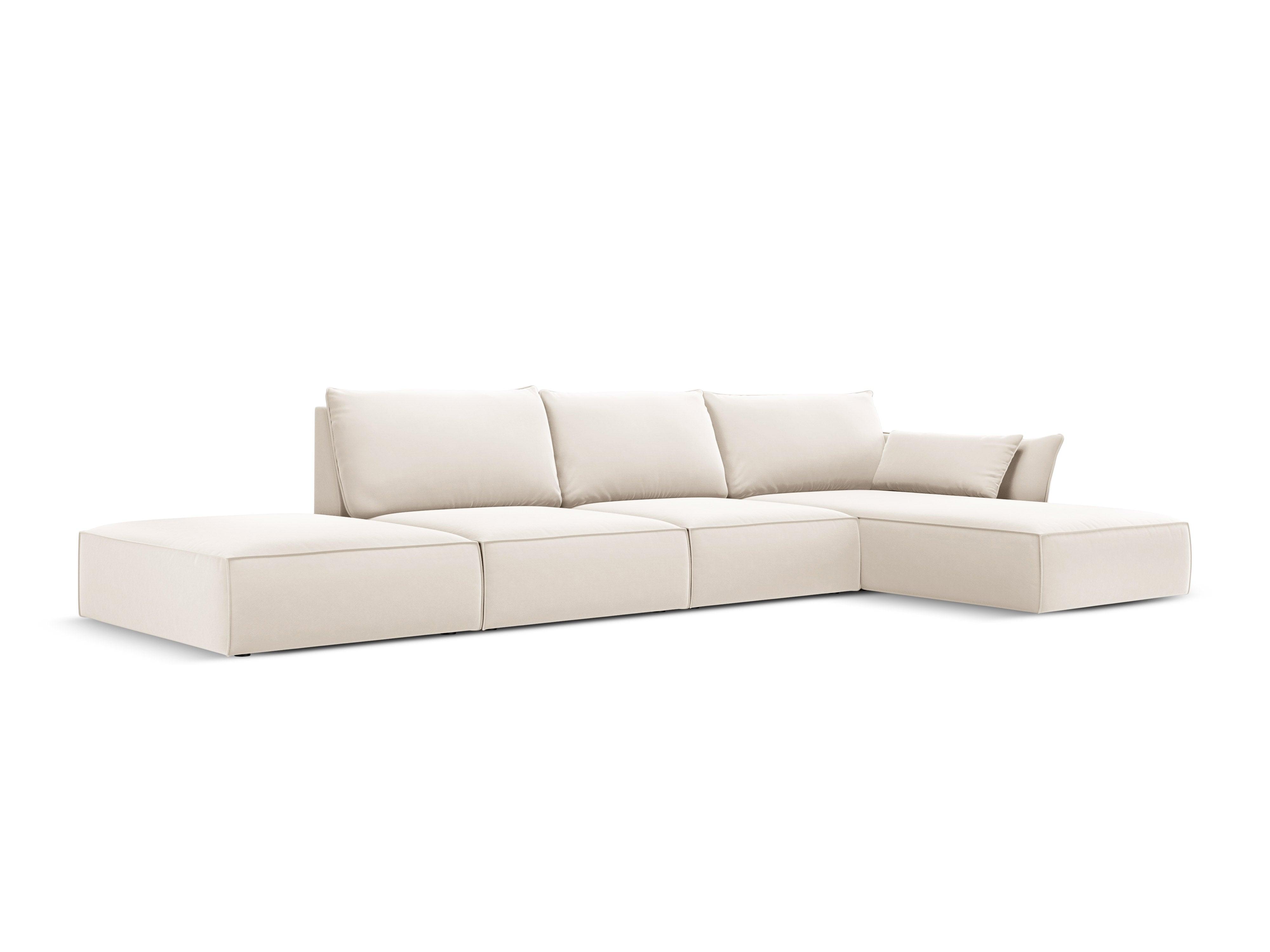 Narożnik aksamitny prawostronny otwarty VANDA beżowy Mazzini Sofas Eye on Design
