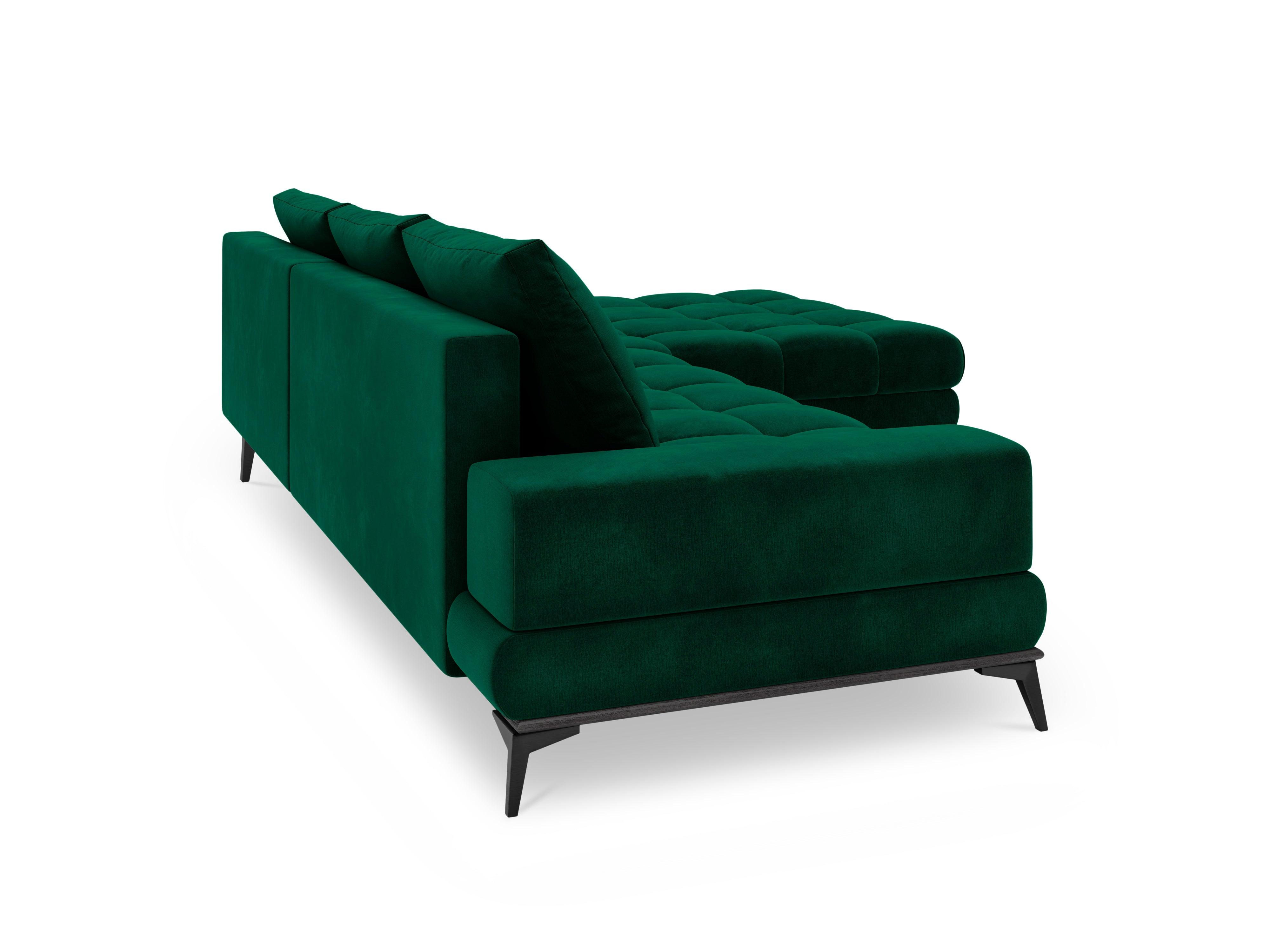 Narożnik aksamitny prawostronny z funkcją spania DENEB butelkowa zieleń Windsor & Co Eye on Design