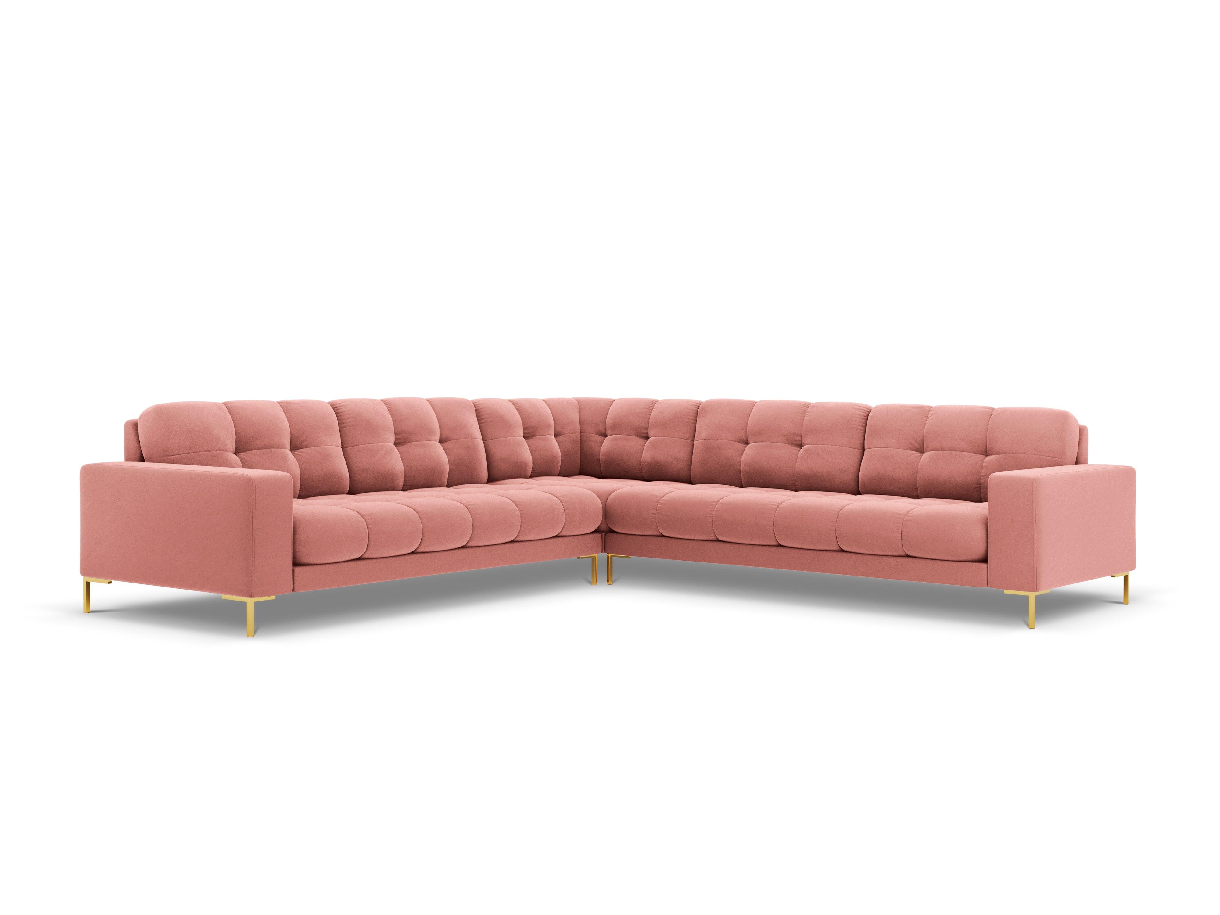 Narożnik aksamitny symetryczny BALI różowy ze złotą podstawą Cosmopolitan Design Eye on Design