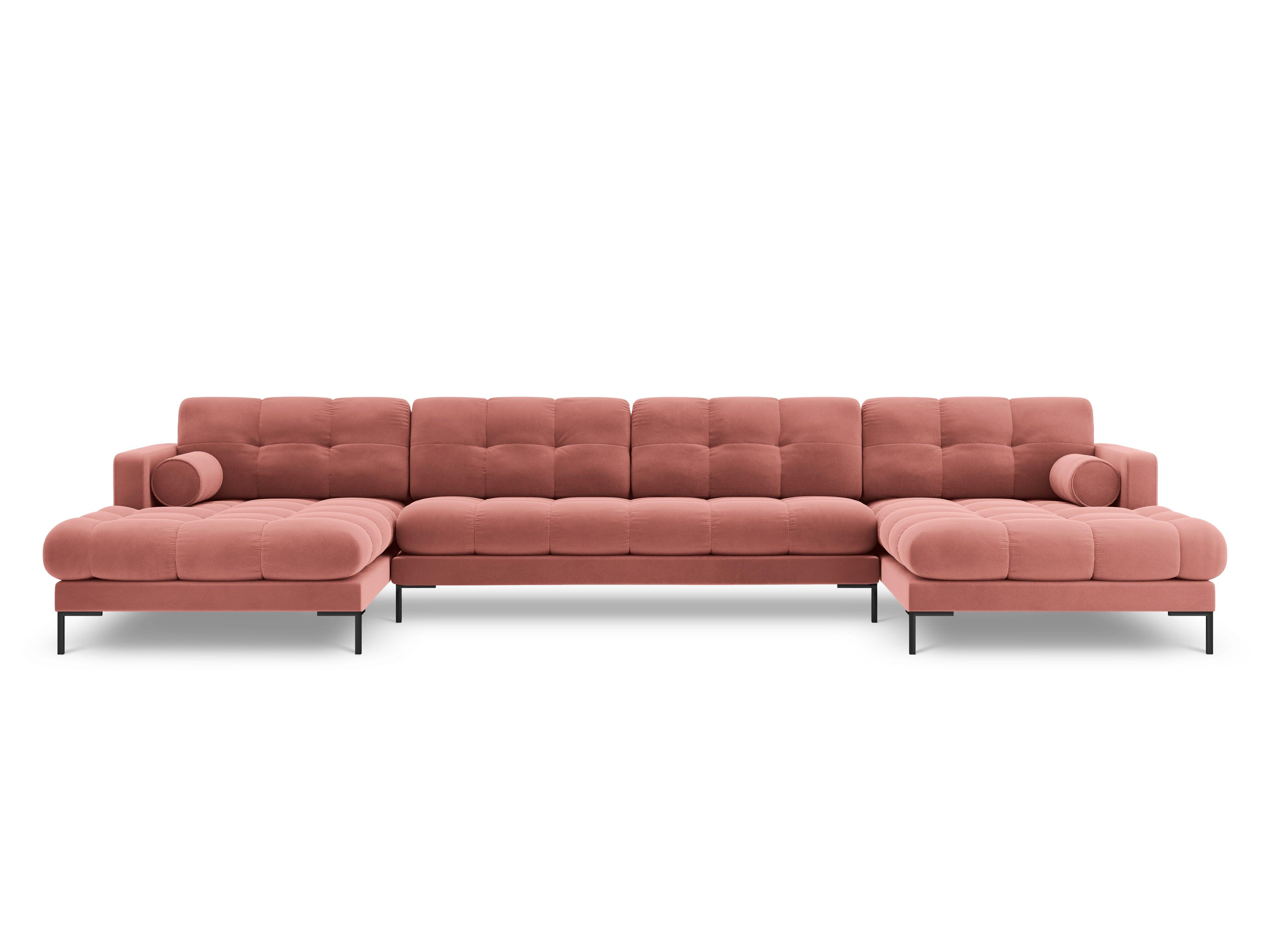 Narożnik aksamitny w kształcie U BALI różowy z czarną podstawą Cosmopolitan Design Eye on Design