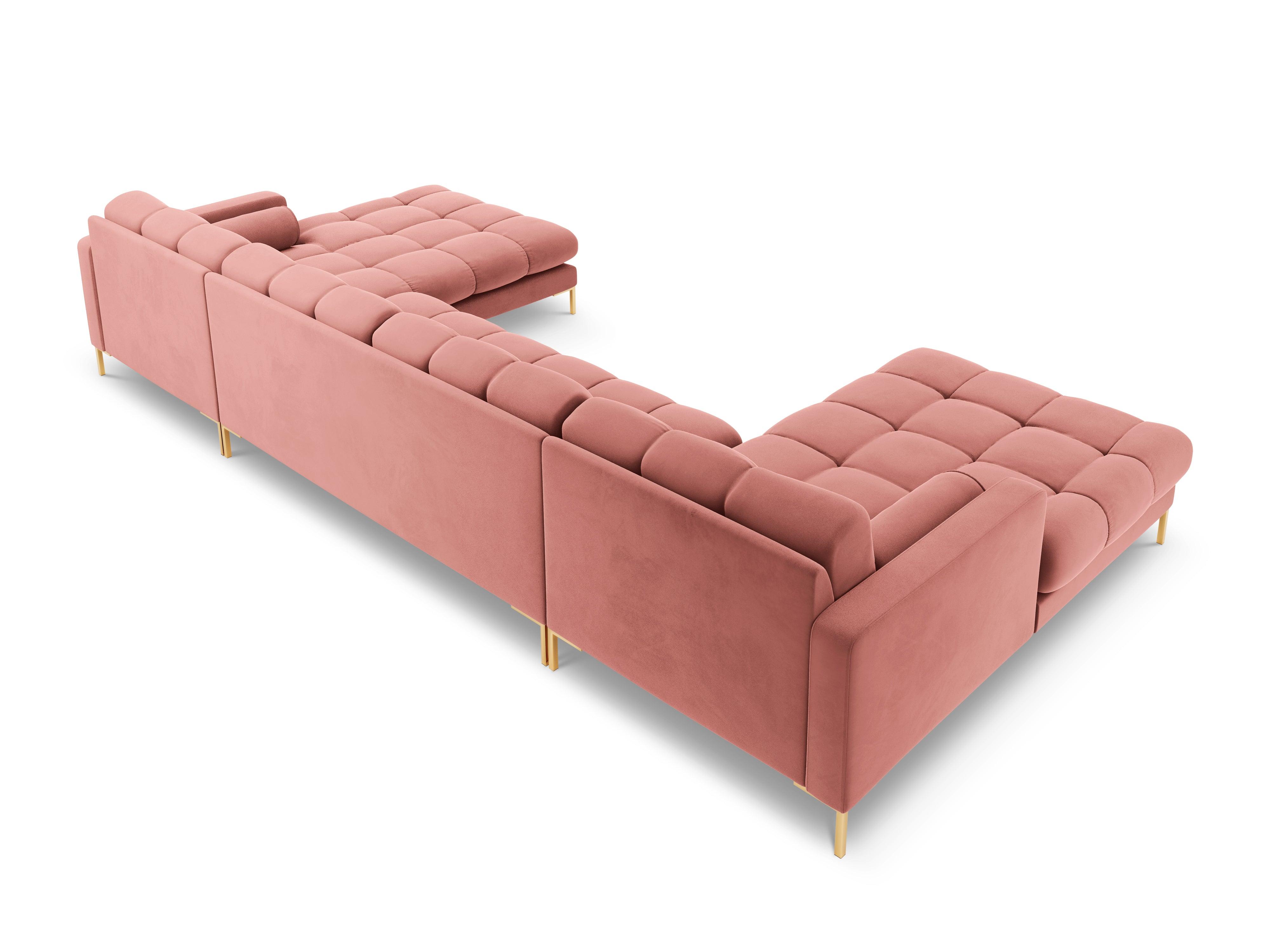 Narożnik aksamitny w kształcie U BALI różowy ze złotą podstawą Cosmopolitan Design Eye on Design
