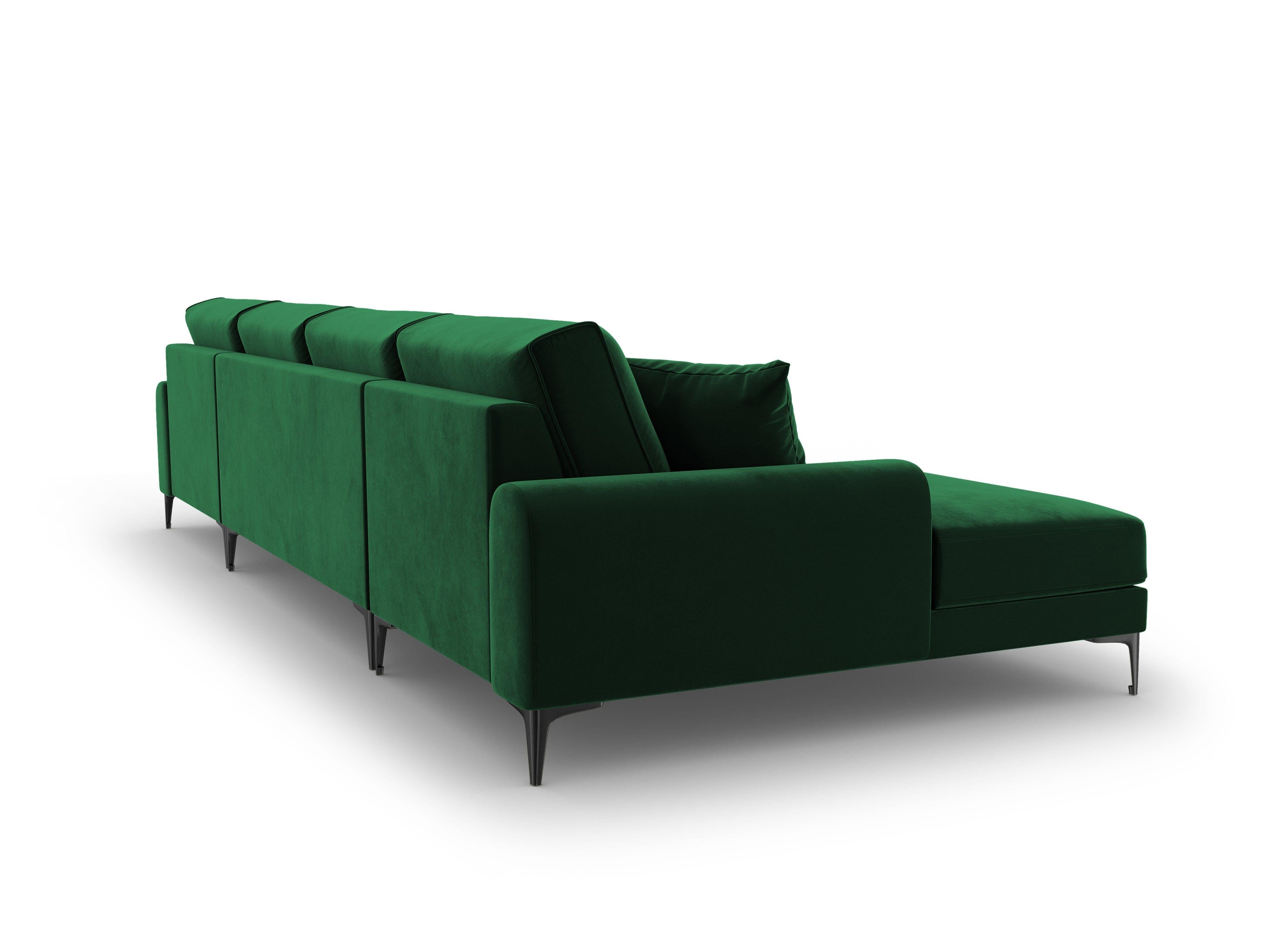 Narożnik aksamitny w kształcie U MADARA butelkowa zieleń z czarną podstawą Mazzini Sofas Eye on Design