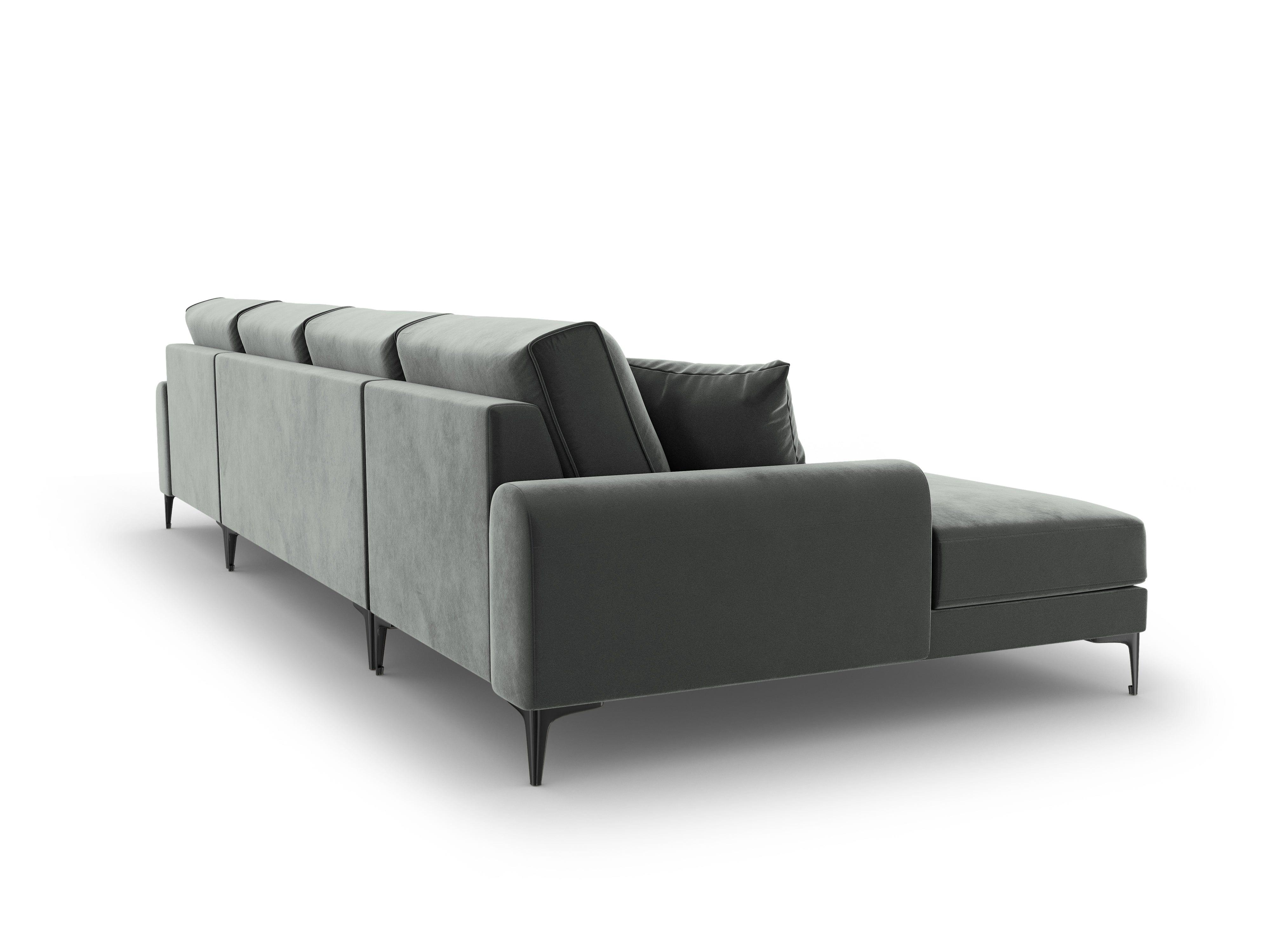 Narożnik aksamitny w kształcie U MADARA ciemnoszary z czarną podstawą Mazzini Sofas Eye on Design
