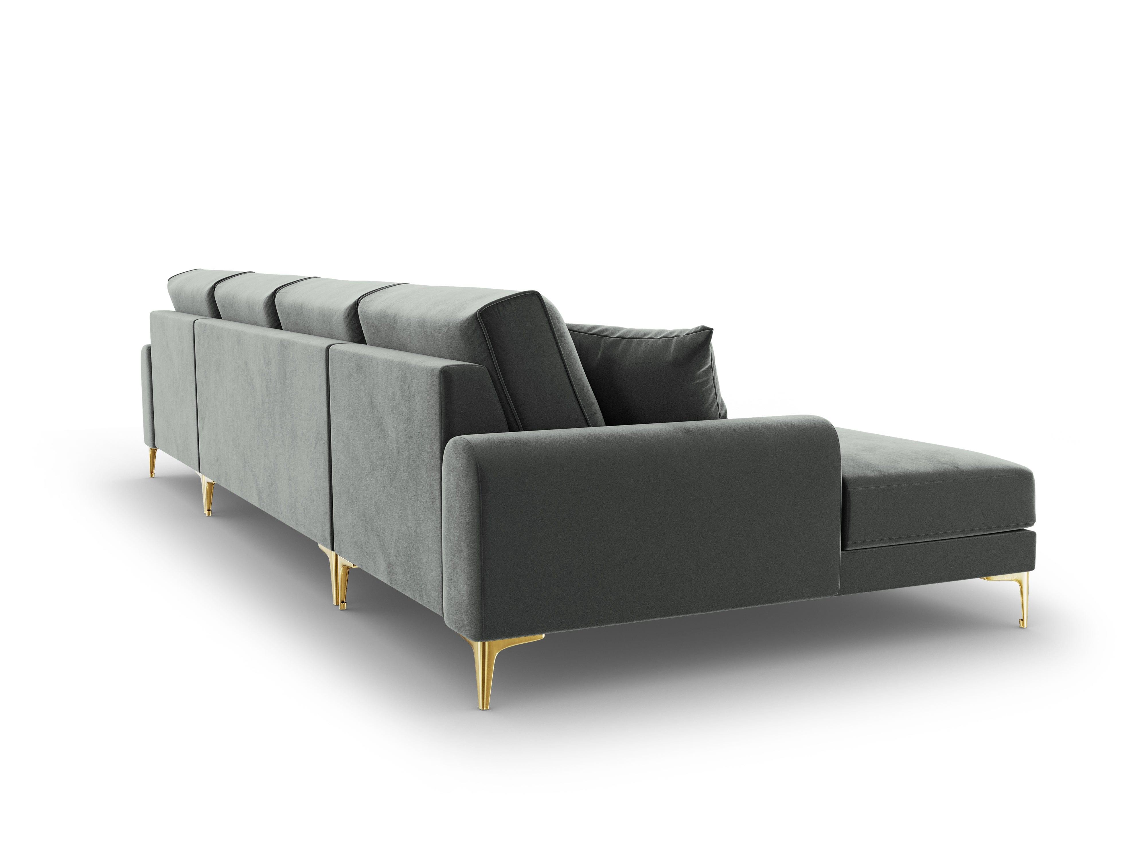 Narożnik aksamitny w kształcie U MADARA ciemnoszary ze złotą podstawą Mazzini Sofas Eye on Design