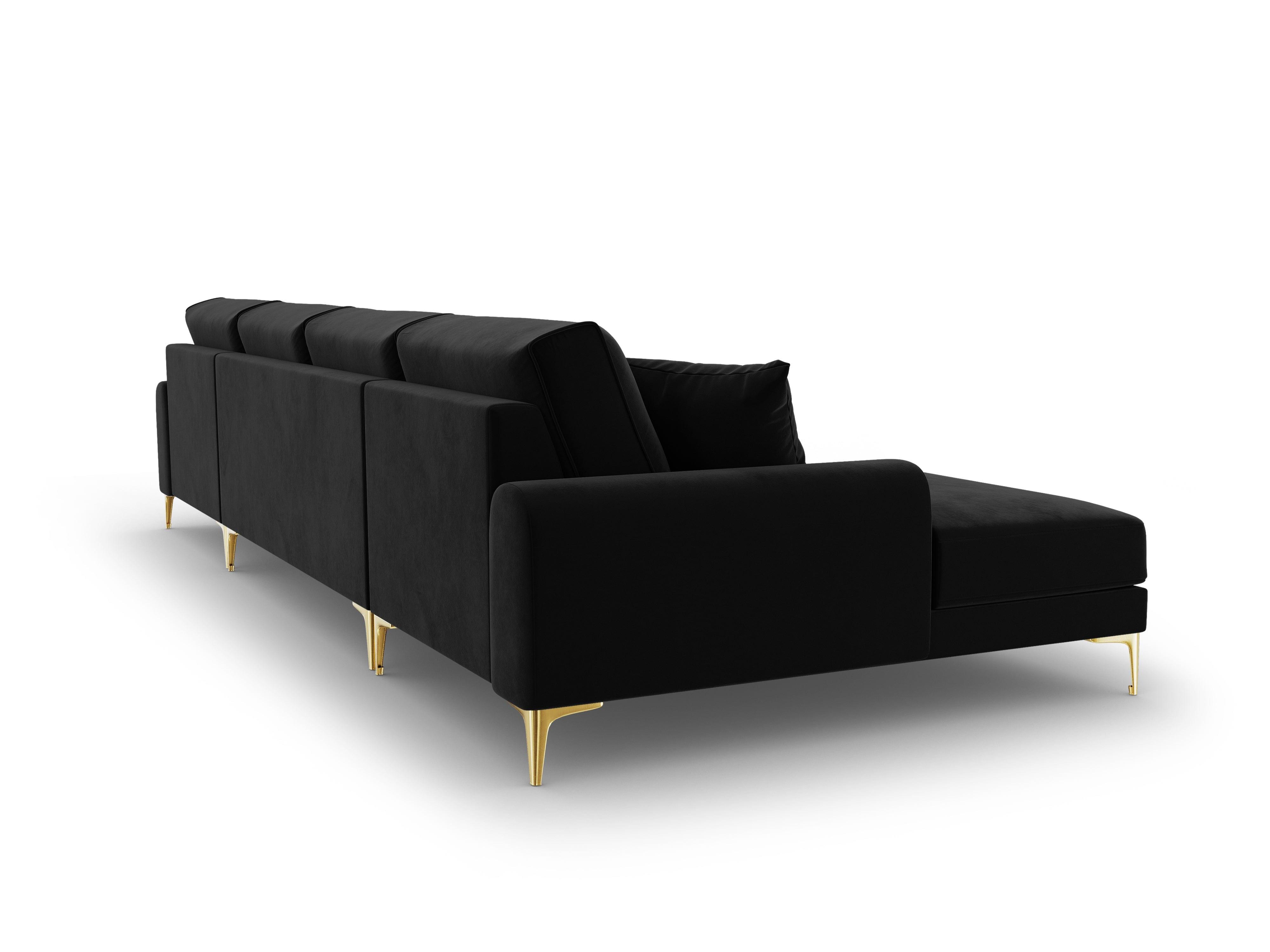 Narożnik aksamitny w kształcie U MADARA czarny ze złotą podstawą Mazzini Sofas Eye on Design